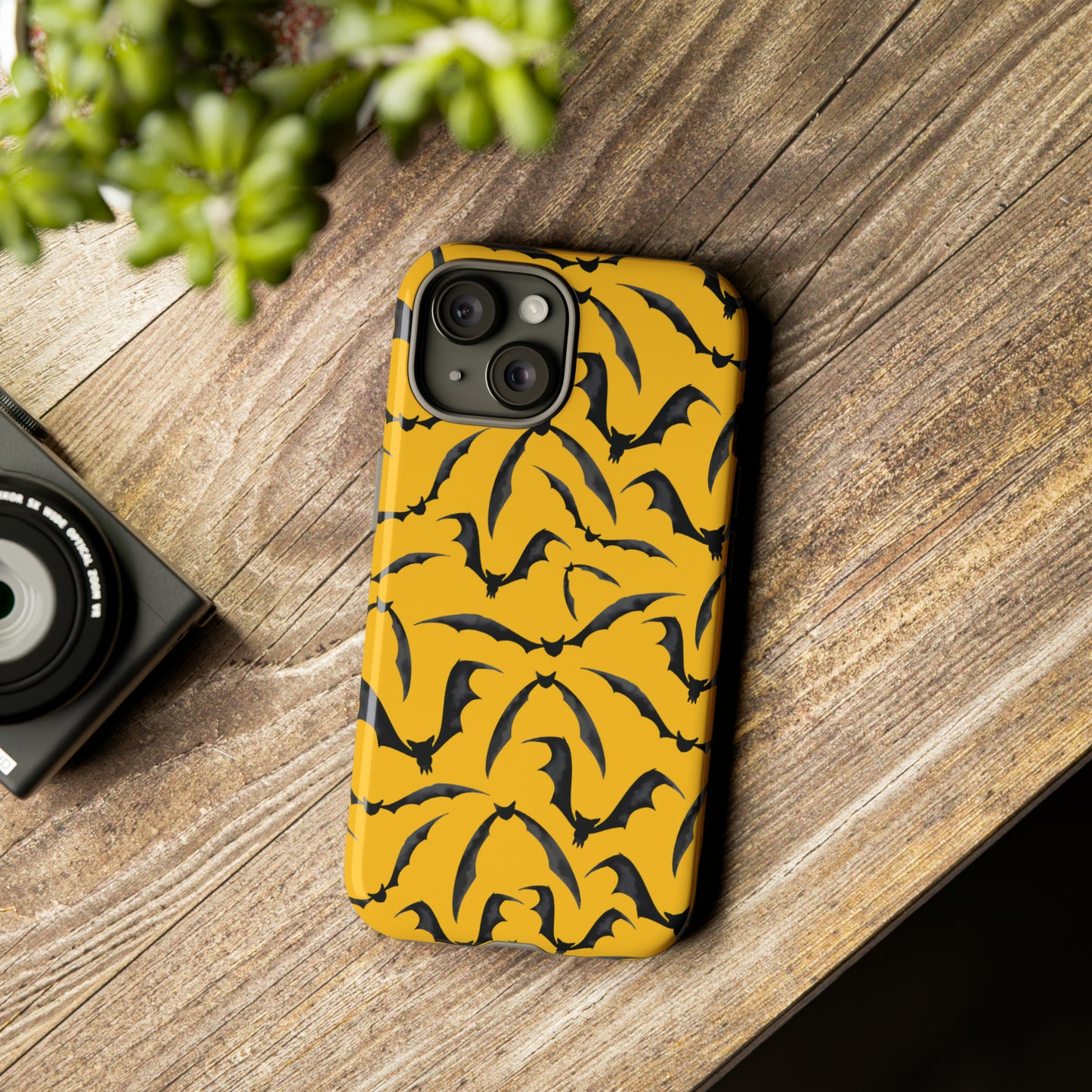 Bat Phone Case, iPhone 15 Case, Cute Glossy Halloween Goth Phone Case