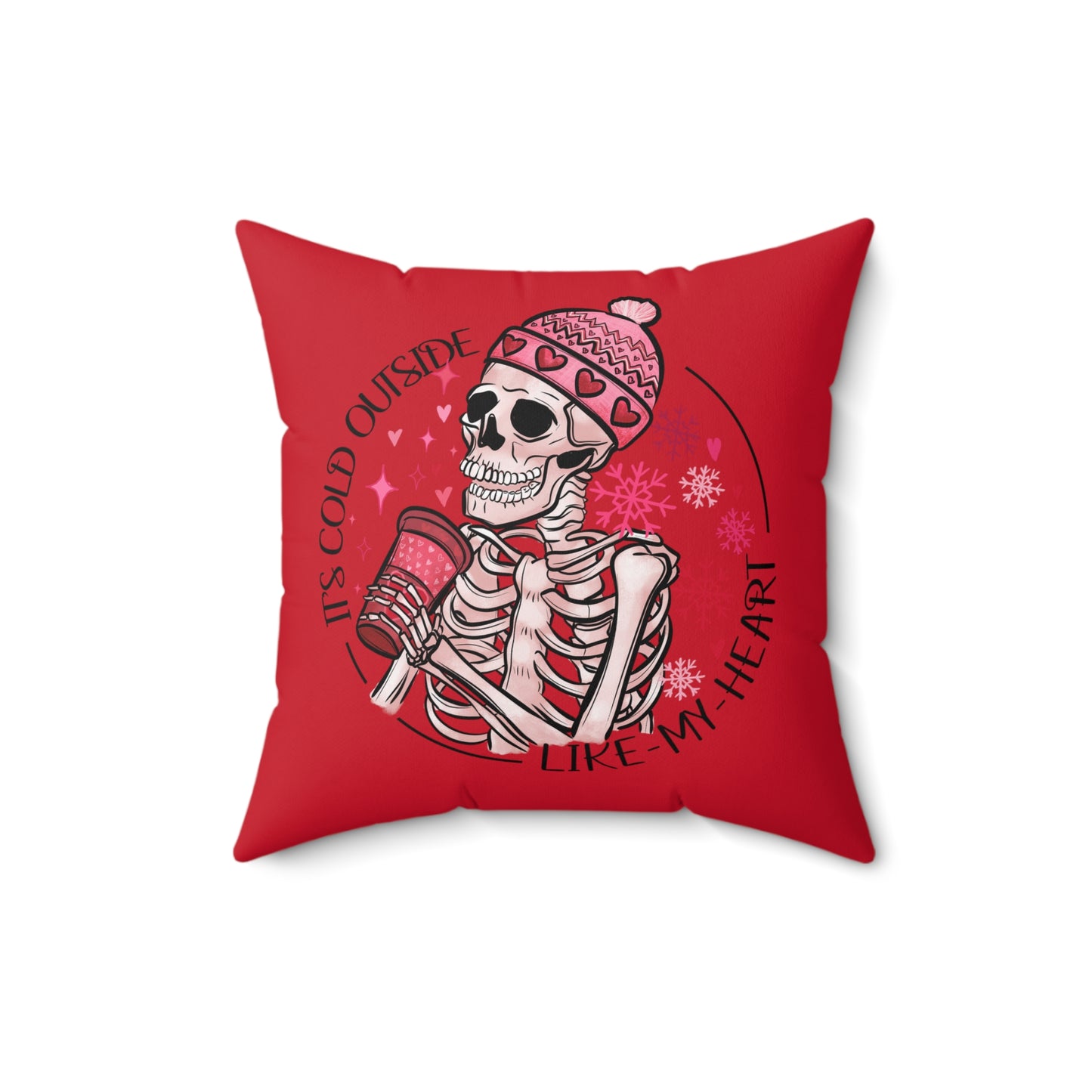 Valentine Skeleton Throw Pillow, Coffee Skeleton Red Throw Pillow Cover, Pillow for Couch,