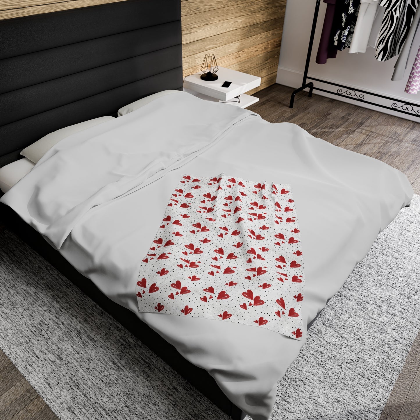 Valentine Hearts Velveteen Plush Blanket