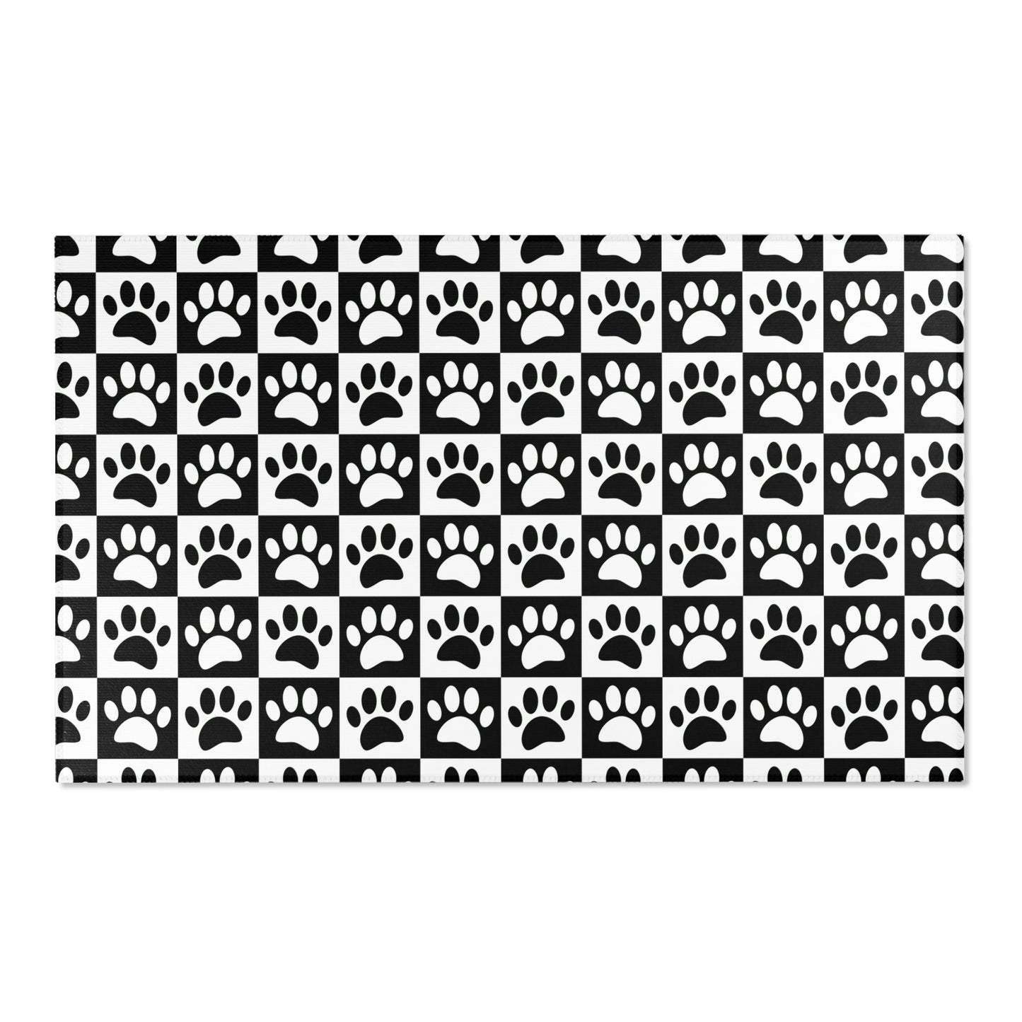 Paw Print Area Rug, Cute Pet Rug, Cool Throw Rug, Home Decor Rug, Black and White