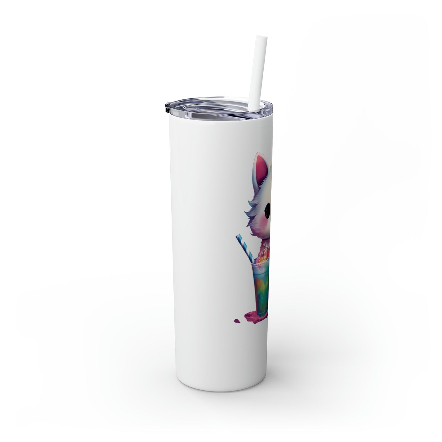 Kawaii Pastel Cat Skinny Tumbler with Straw, Maars Tumbler 20oz Sublimation