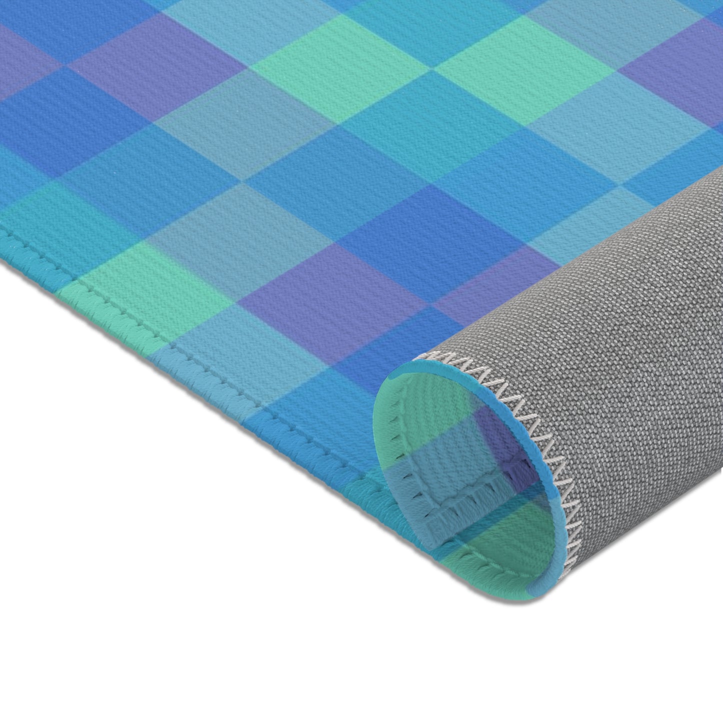 Blue Geometric Area Rug, Room Decor, Minimalist Rug, Cute Unique Accent Rug