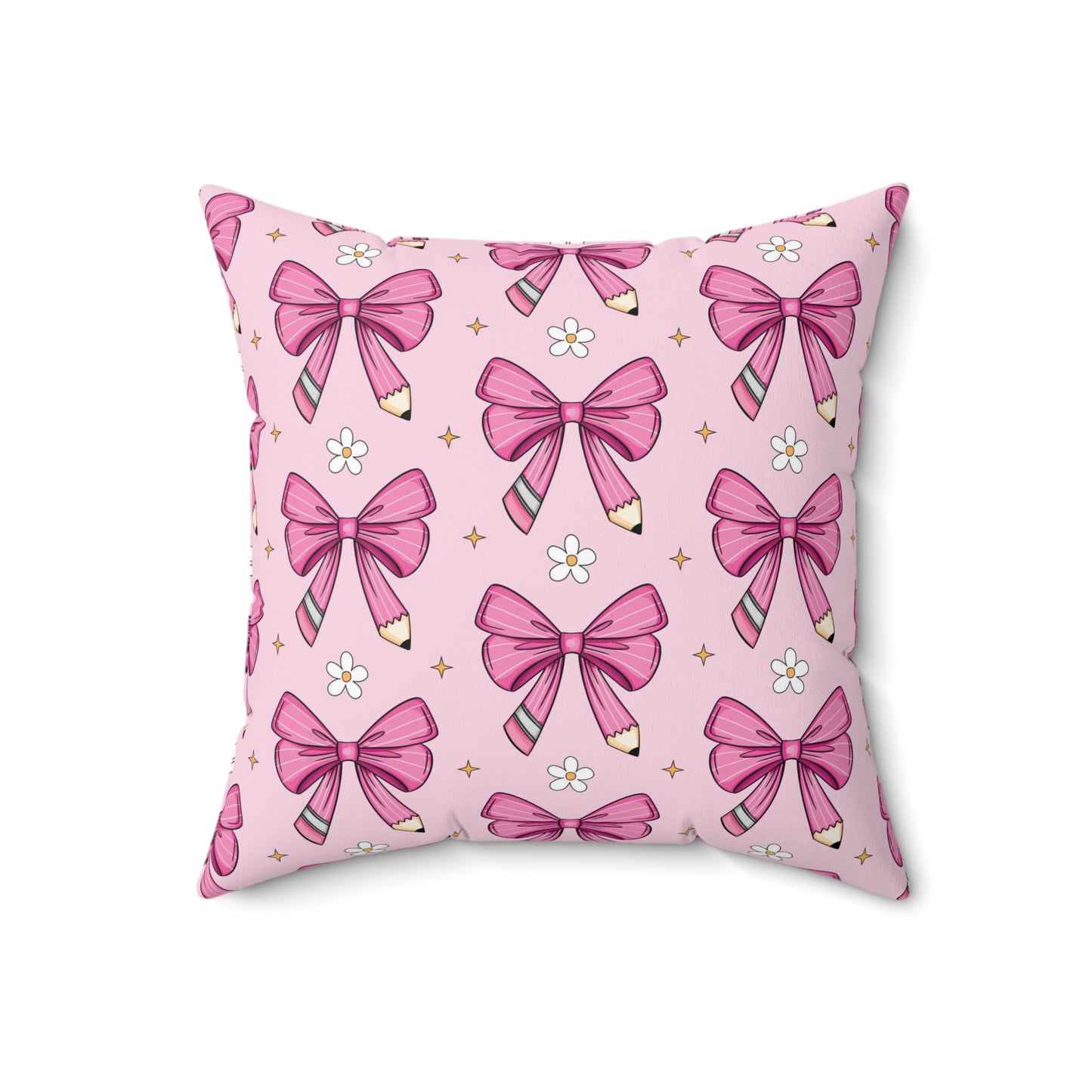 Pink Pencil Coquette Bow Pillow, Throw Pillow Cover Preppy Room Decor Pink Throw Pillow