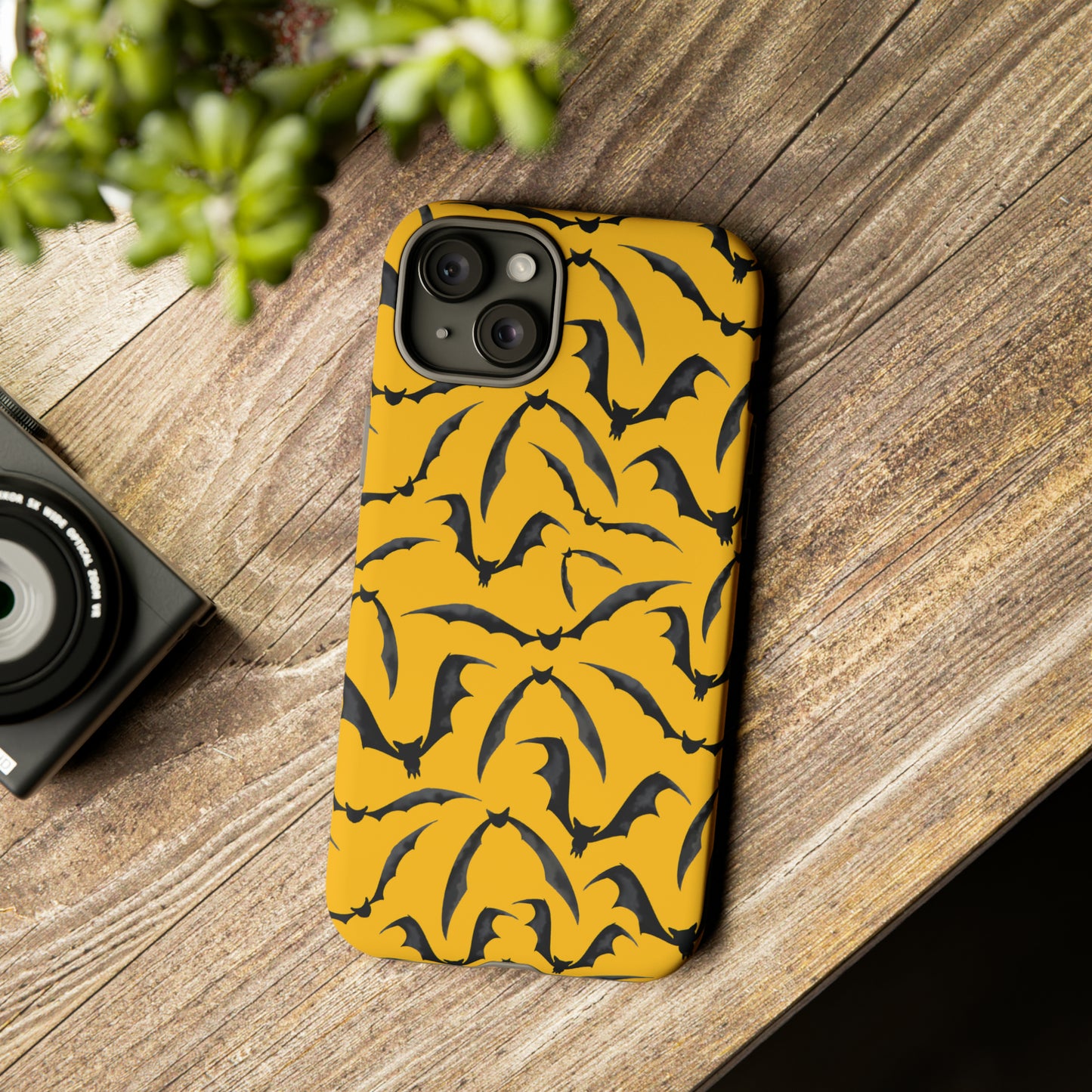 Bat Phone Case, iPhone 15 Case, Cute Glossy Halloween Goth Phone Case