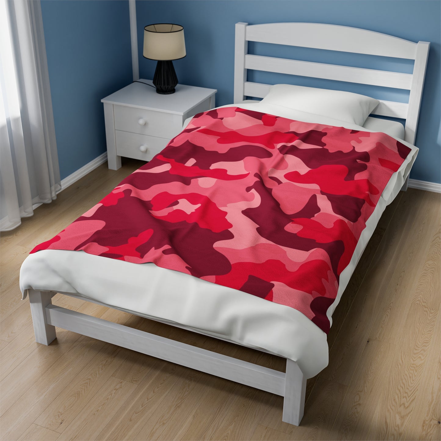 Red Camouflage Velveteen Plush Blanket, Cozy Warm Throw Blanket