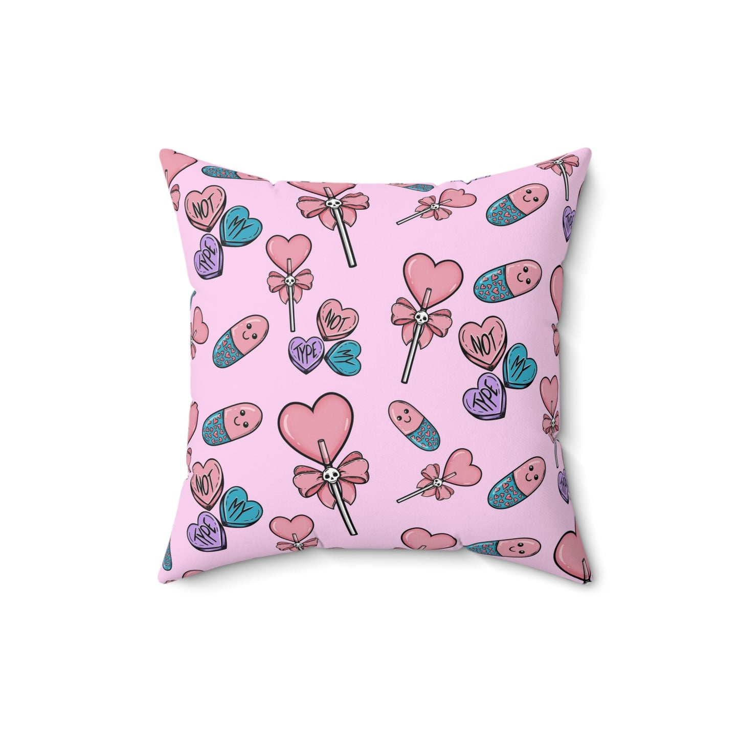 Pastel Goth Valentine's Day Pillow and Pillow Cover Pillow Spun Polyester Square Pillow