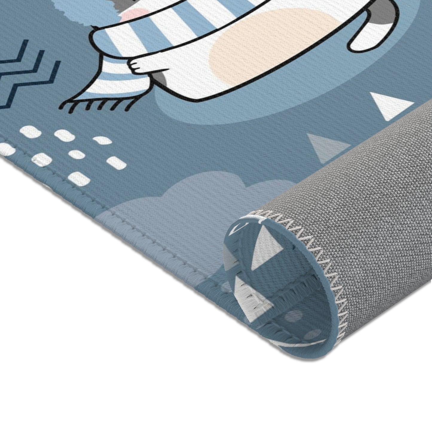 Kawaii Area Rug, Kawaii Room Decor, Blue Minimalist Rug, Cute Unique Accent Rug