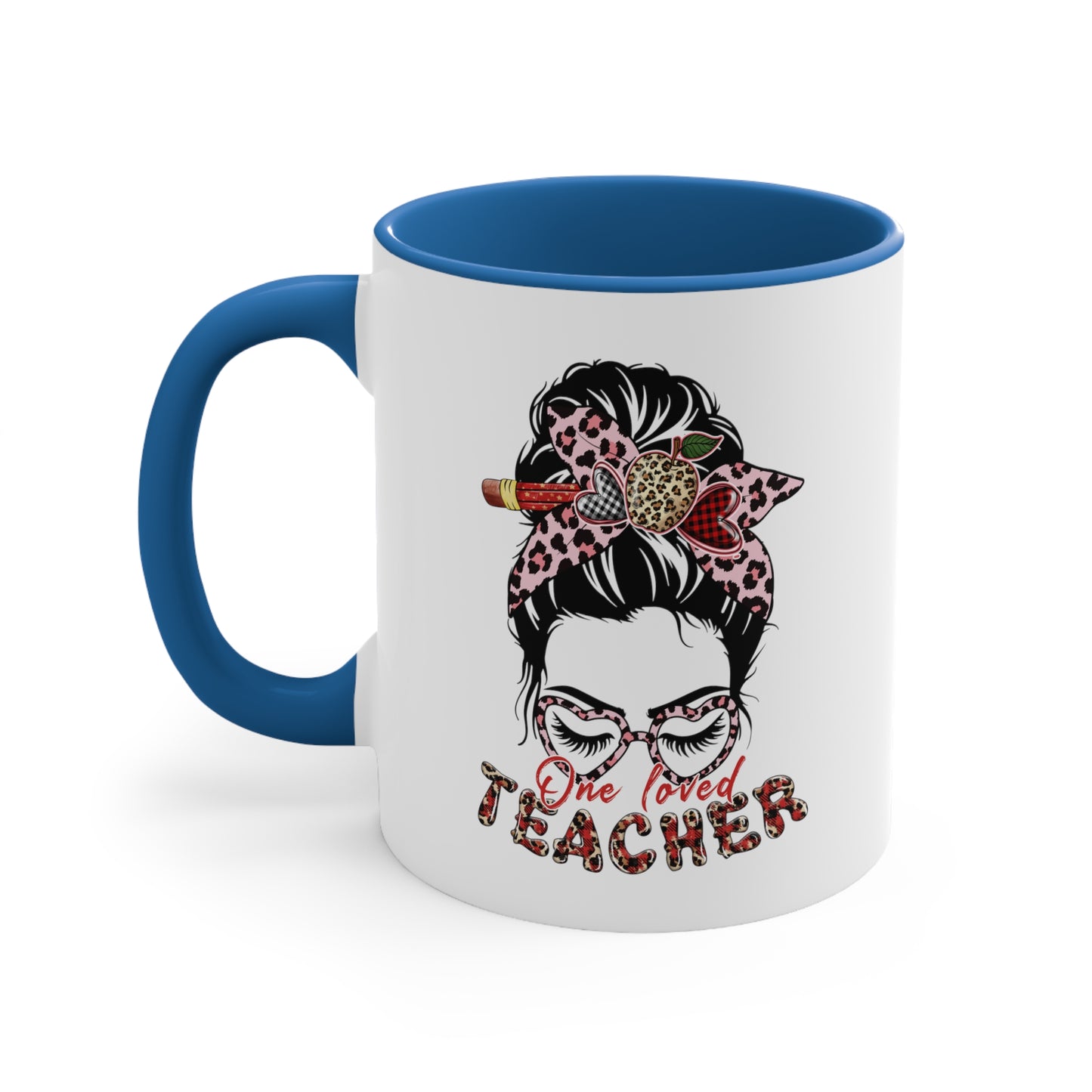 Teacher Valentine Coffee Mug, One Loved Teacher, Accent Coffee Mug, 11oz