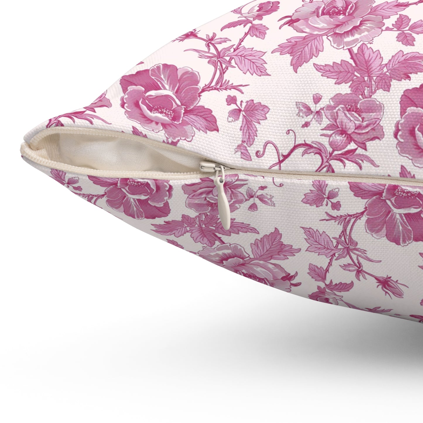 Pink Floral Toile Pillow, Coquette Home Decor Decorative Accent Throw Pillow Cover