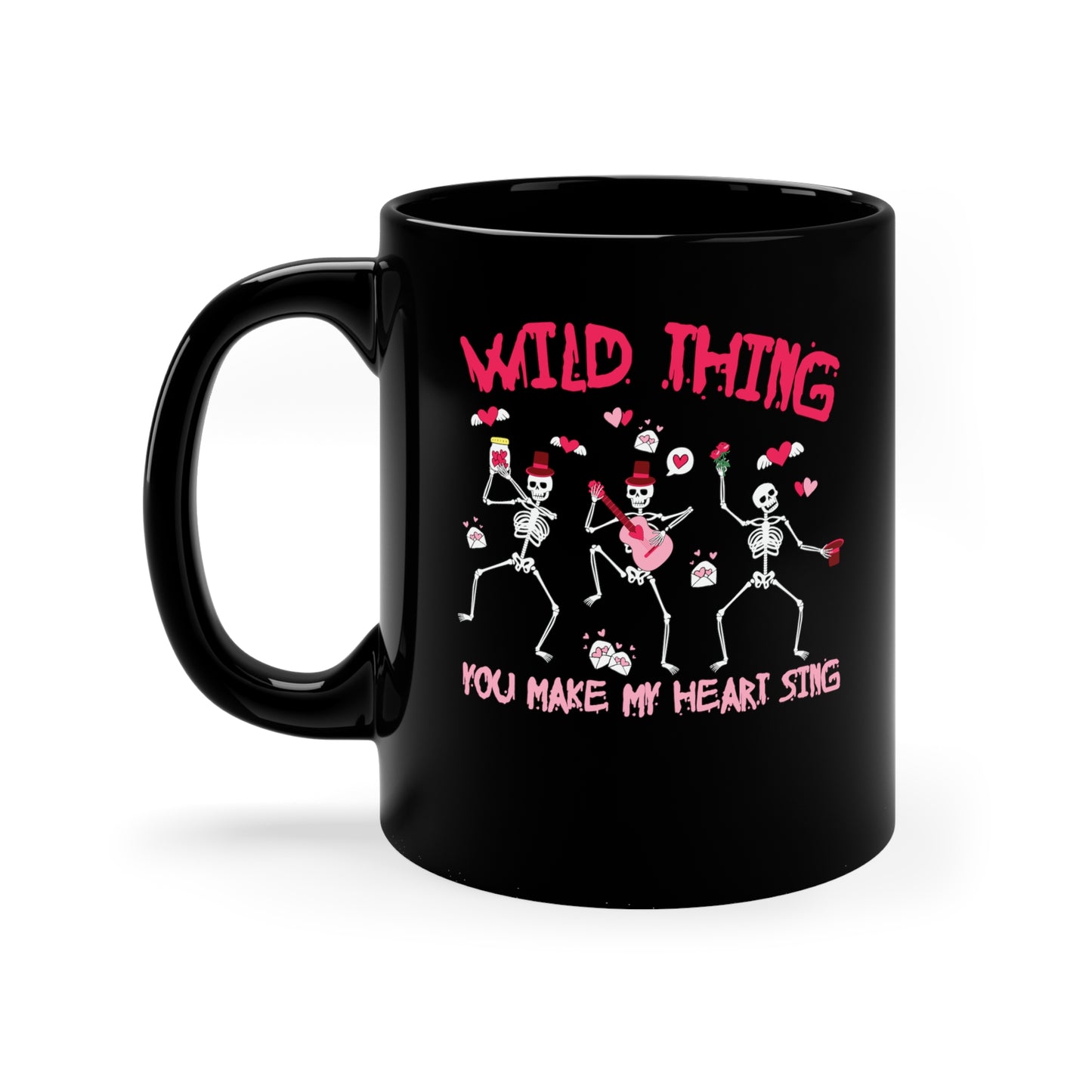 Dancing Valentine Skeletons Coffee Mug, Wild Thing, Funny Goth Valentine Cup