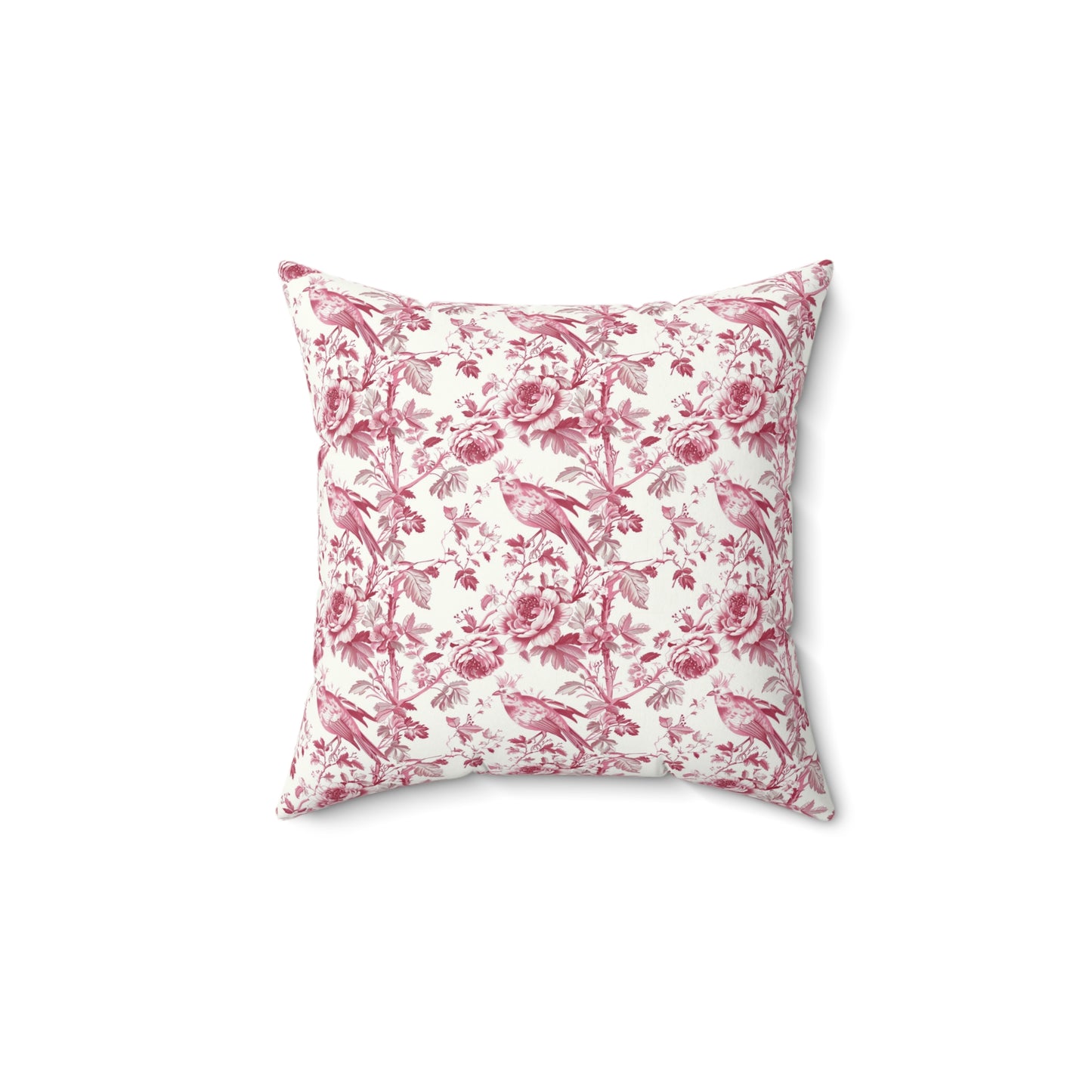 Pink Toile Pillow, Square Throw Cushion, Home Decor Accent, Decorative Pillow Cover