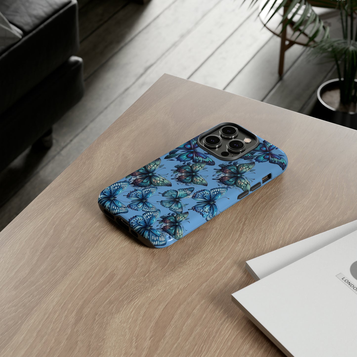 Blue Butterfly iPhone Case, Cute Cell Phone Case, Abstract Phone Case, iPhone Cover