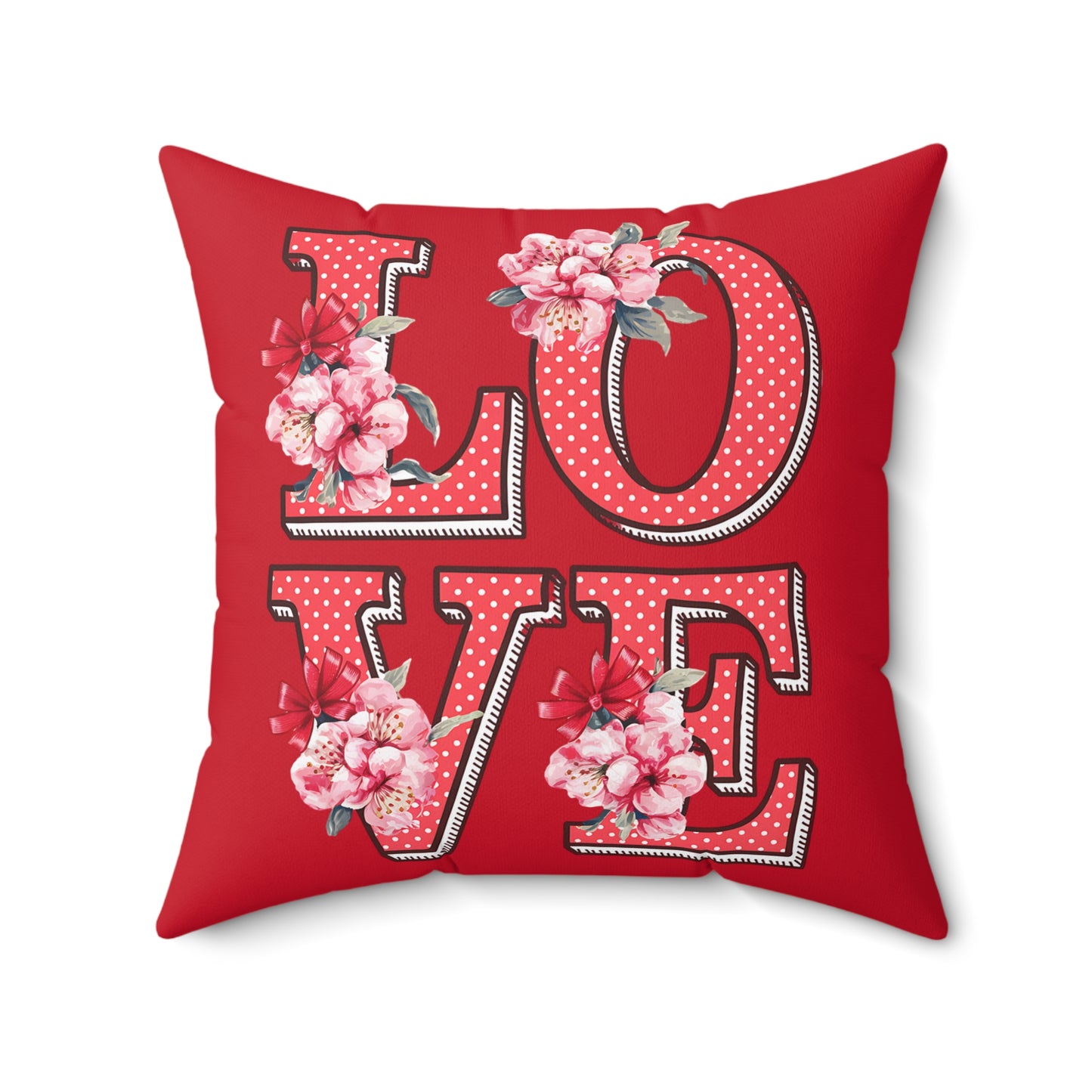 Love Throw Pillow Floral Red Valentine Throw Pillow Cover Decorative Couch Pillows