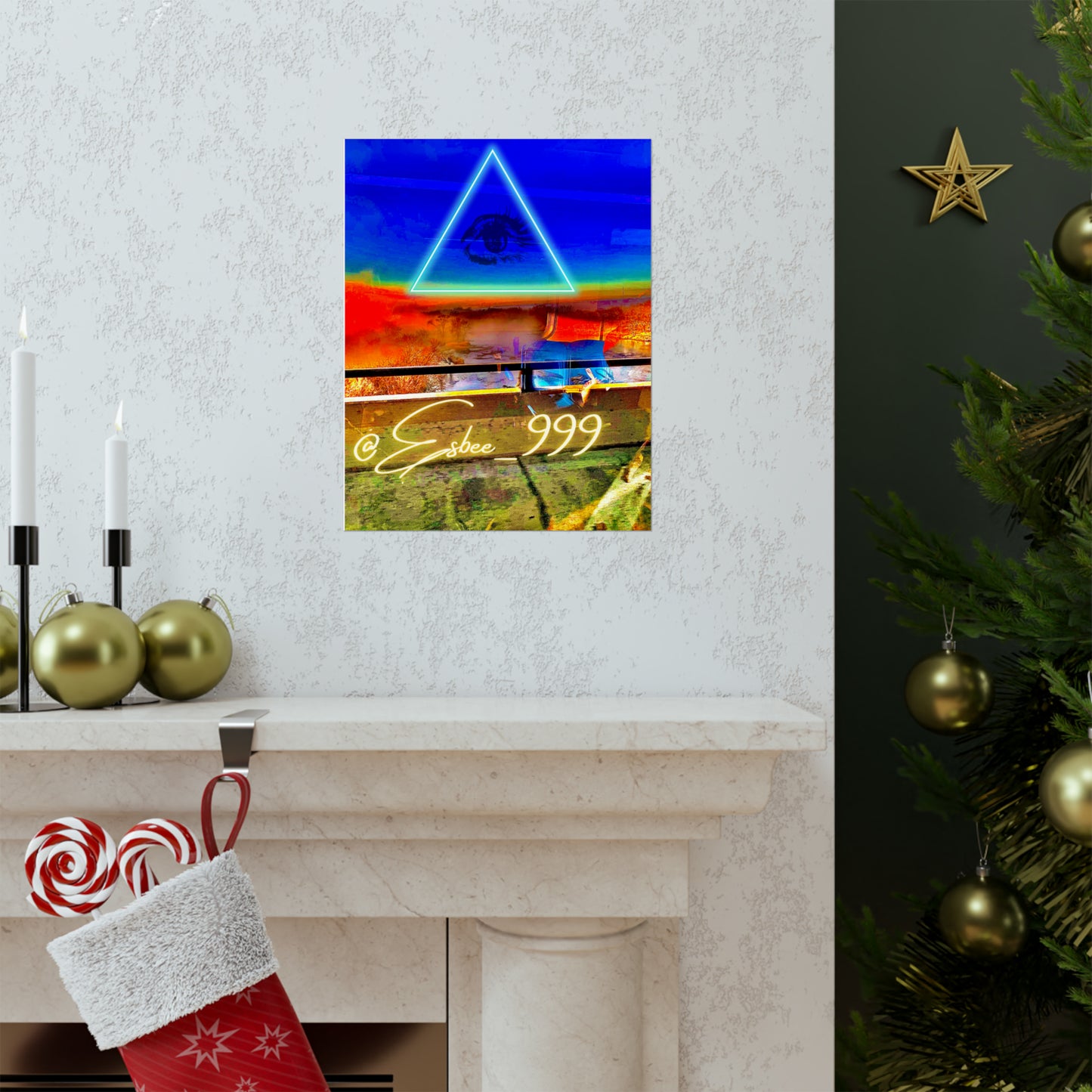 Colorful Abstract Poster Print Mystical Mixed Media Surreal Wall Art Home Decor