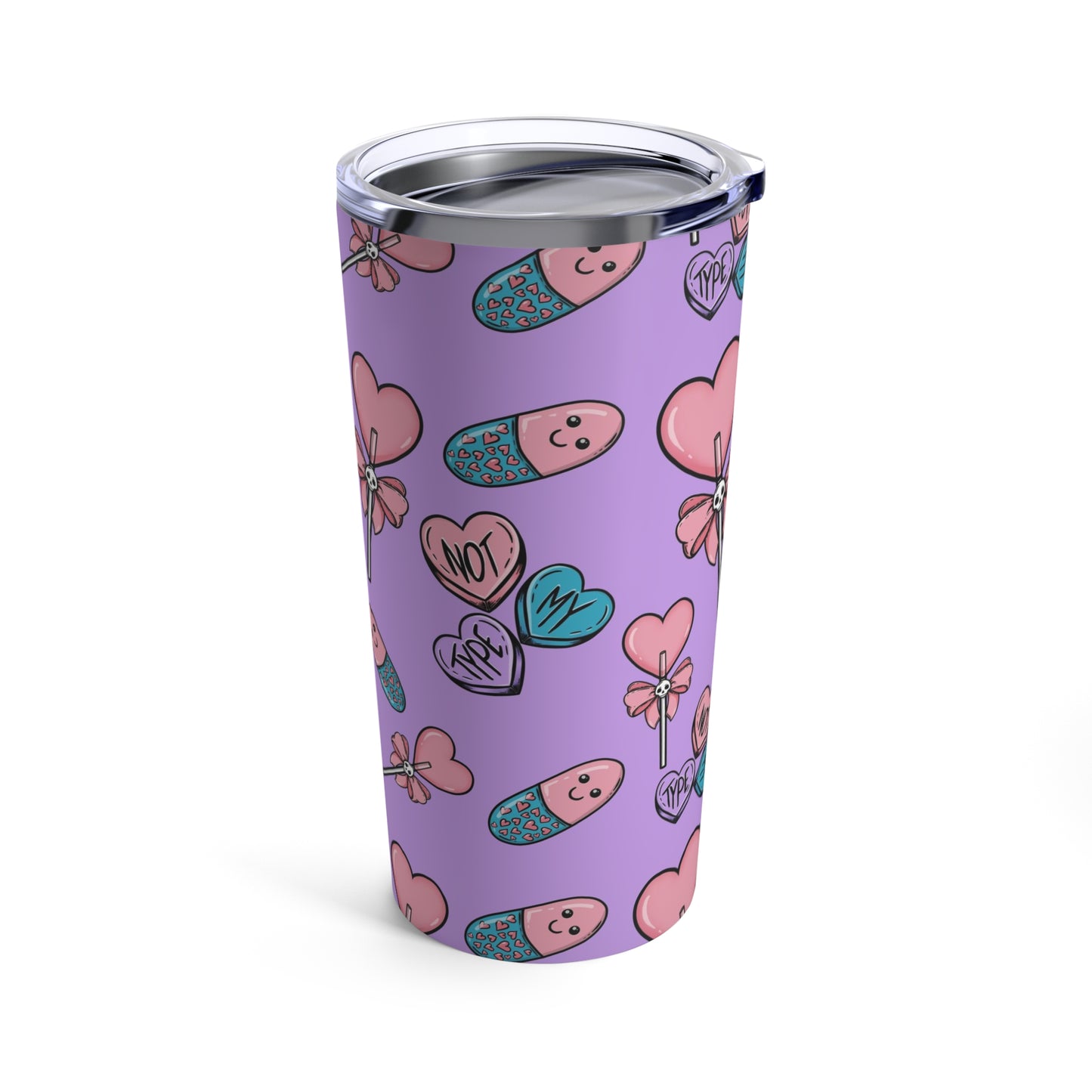 Pastel Goth Purple Valentine Day Tumbler, Goth Valentine Tumbler Cup 20oz,