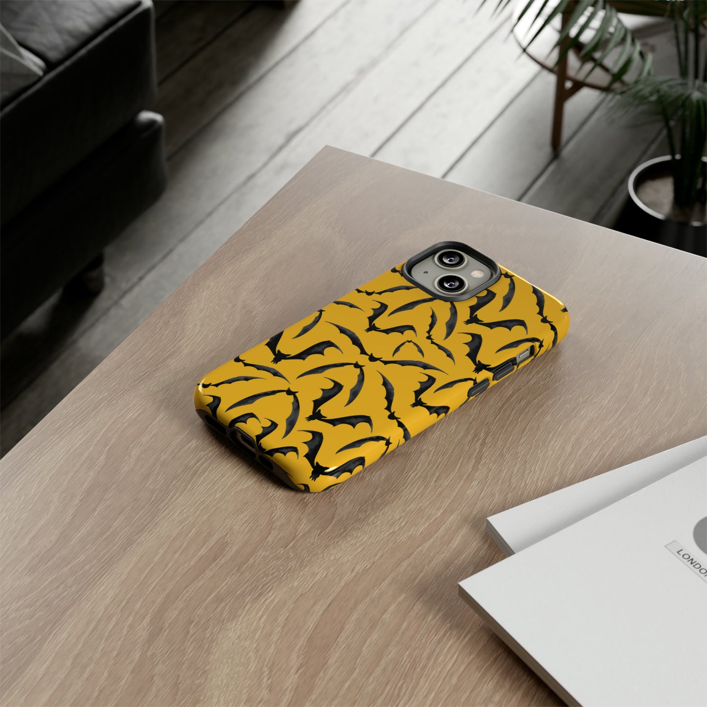 Bat Phone Case, iPhone 15 Case, Cute Glossy Halloween Goth Phone Case
