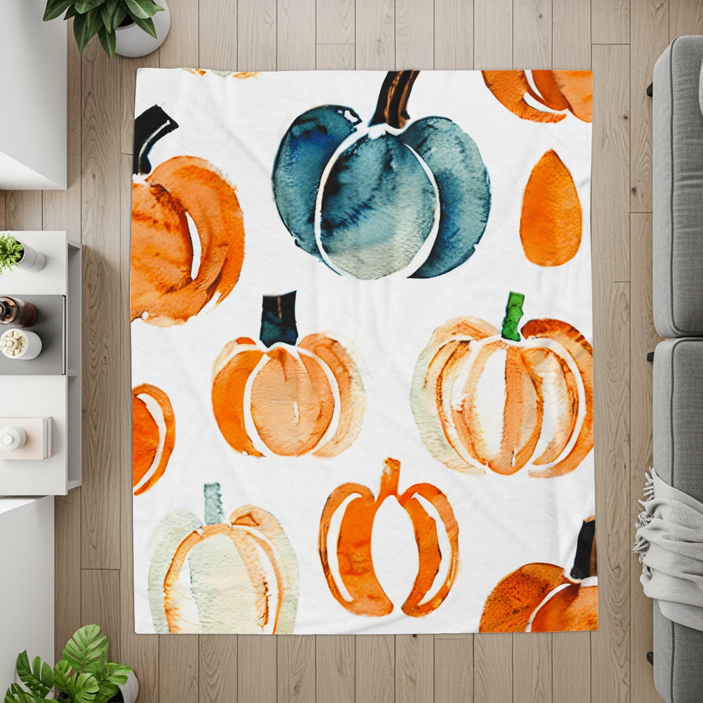 Vibrant Watercolor Pumpkins Design Throw Blanket product
