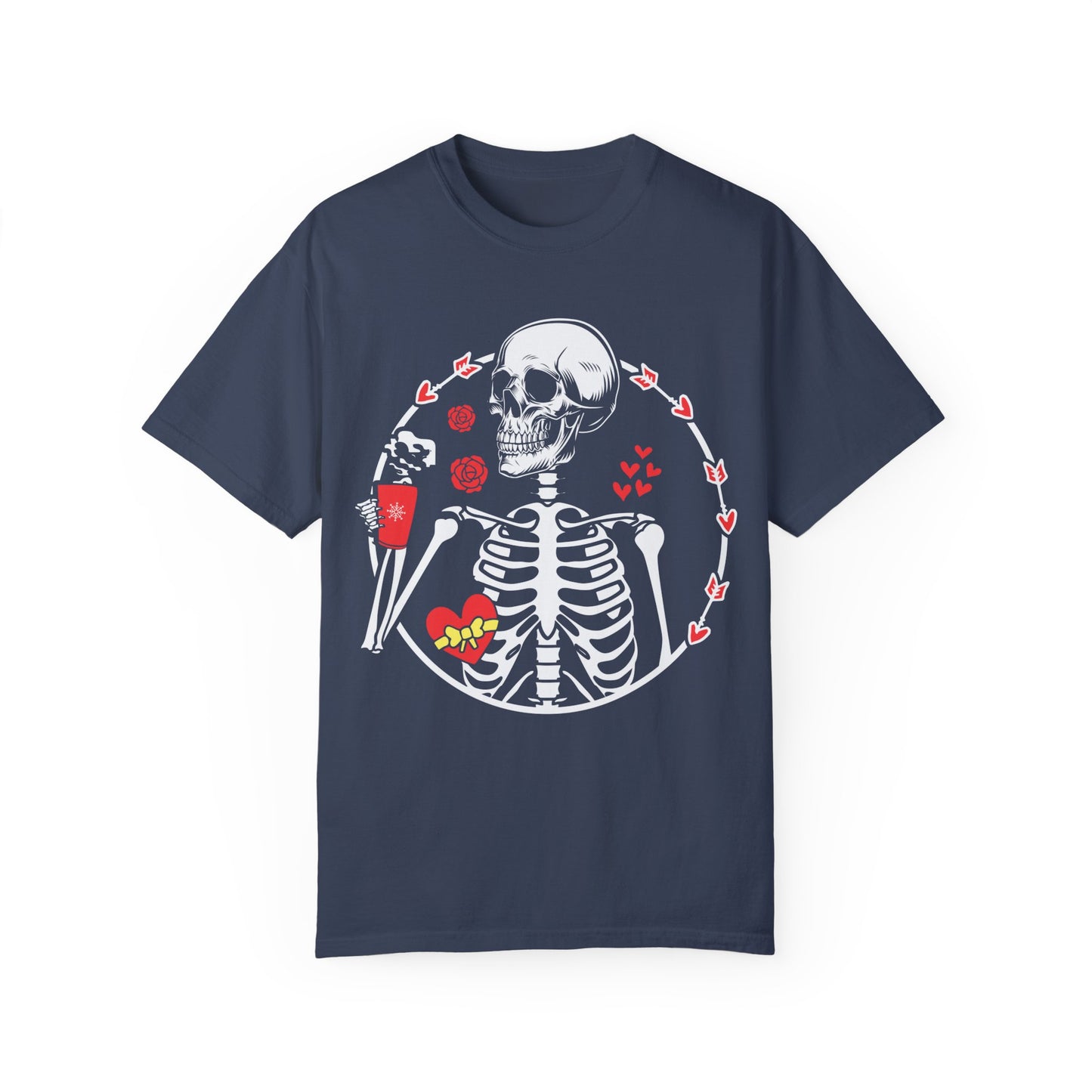 funny coffee valentine skeleton graphic tee, valentines day shirt for coffee lovers