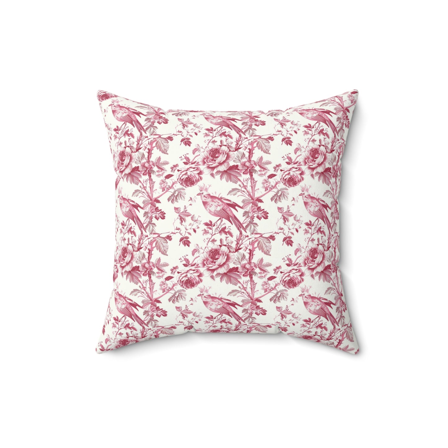 Pink Toile Pillow, Square Throw Cushion, Home Decor Accent, Decorative Pillow Cover