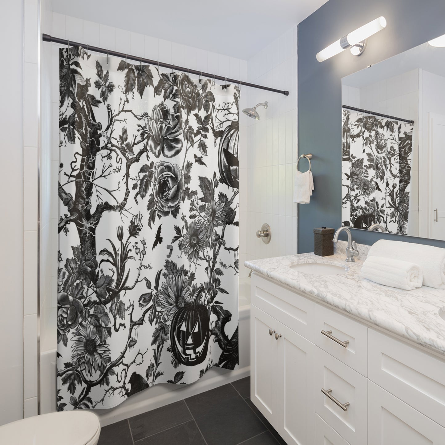 Gothic Floral Patterned Shower Curtain product
