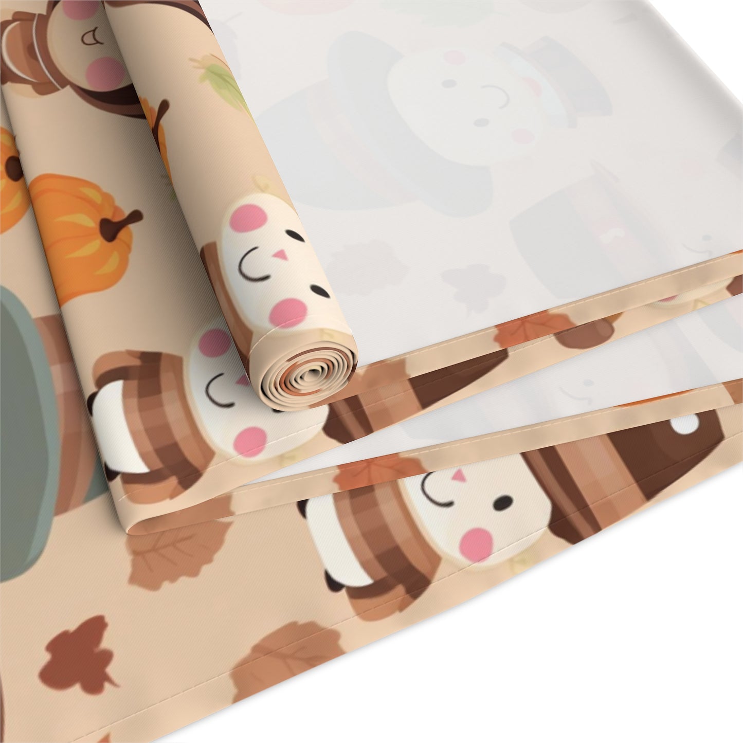 Kawaii Table Runner, Cute Thanksgiving Table Decoration, Holiday Table Cloth,