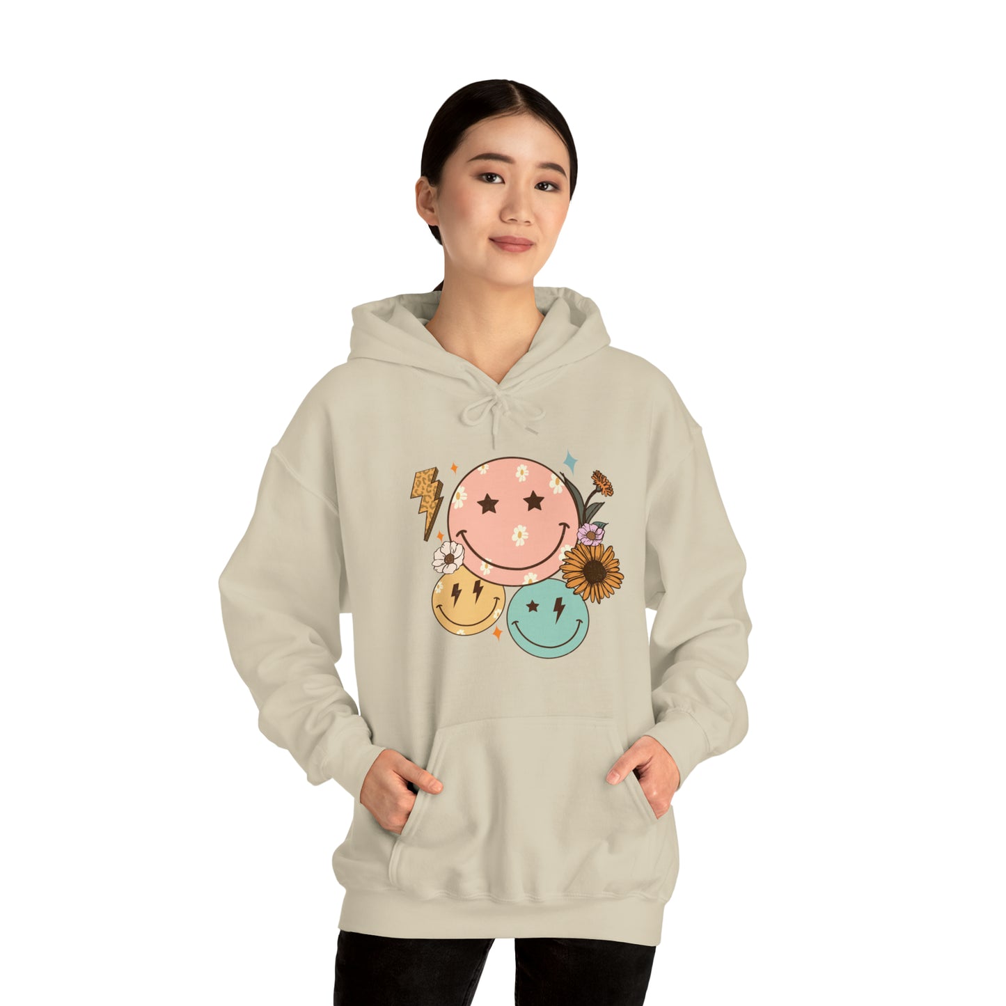 Cool Retro Happy Face Hoodie Sweatshirt Streetwear Unisex Hooded Sweatshirt