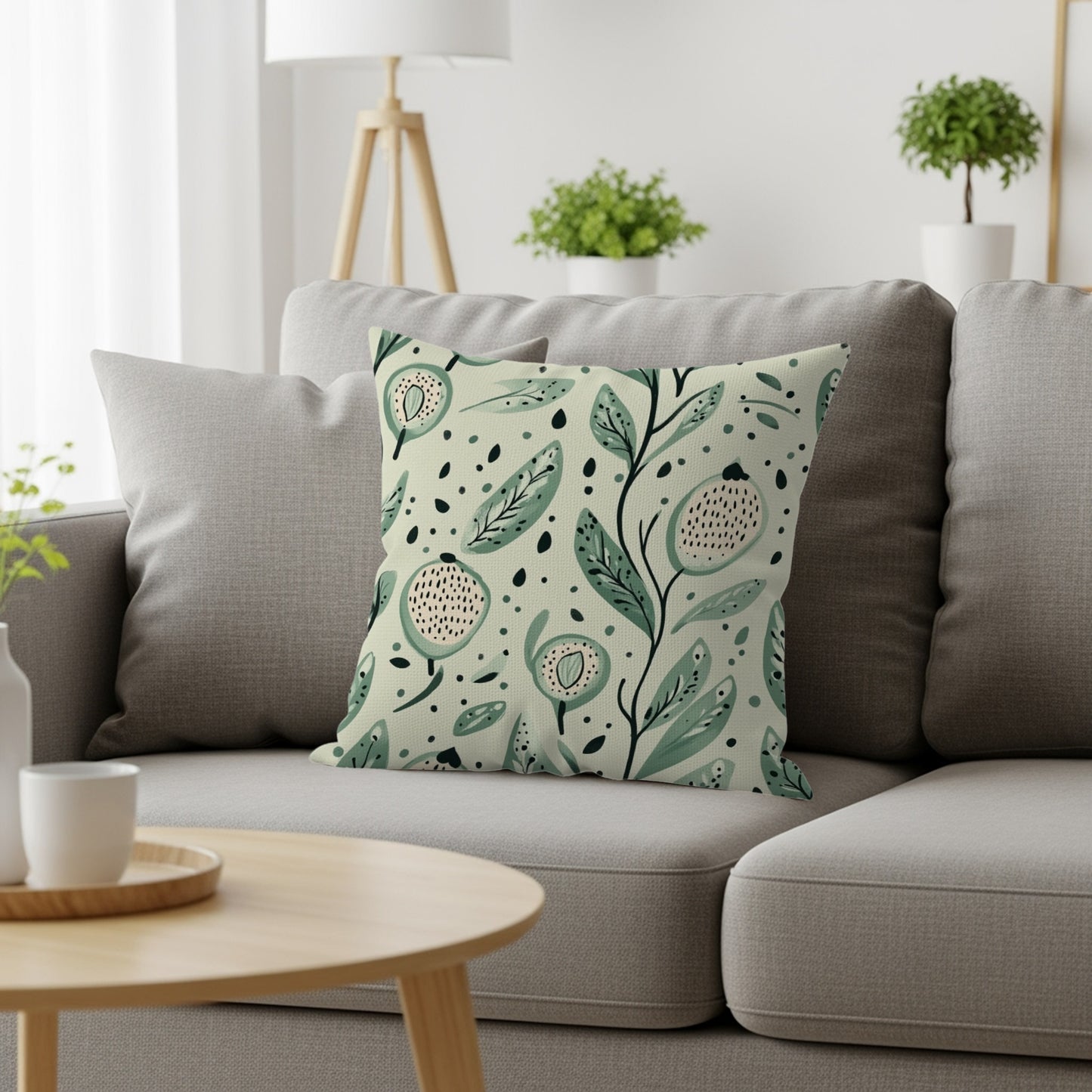 Elegant Botanical Patterned Square Pillow product