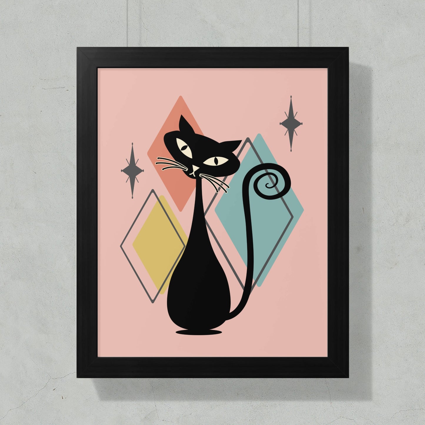 Retro Style Abstract Art Cat Wall Art Print product