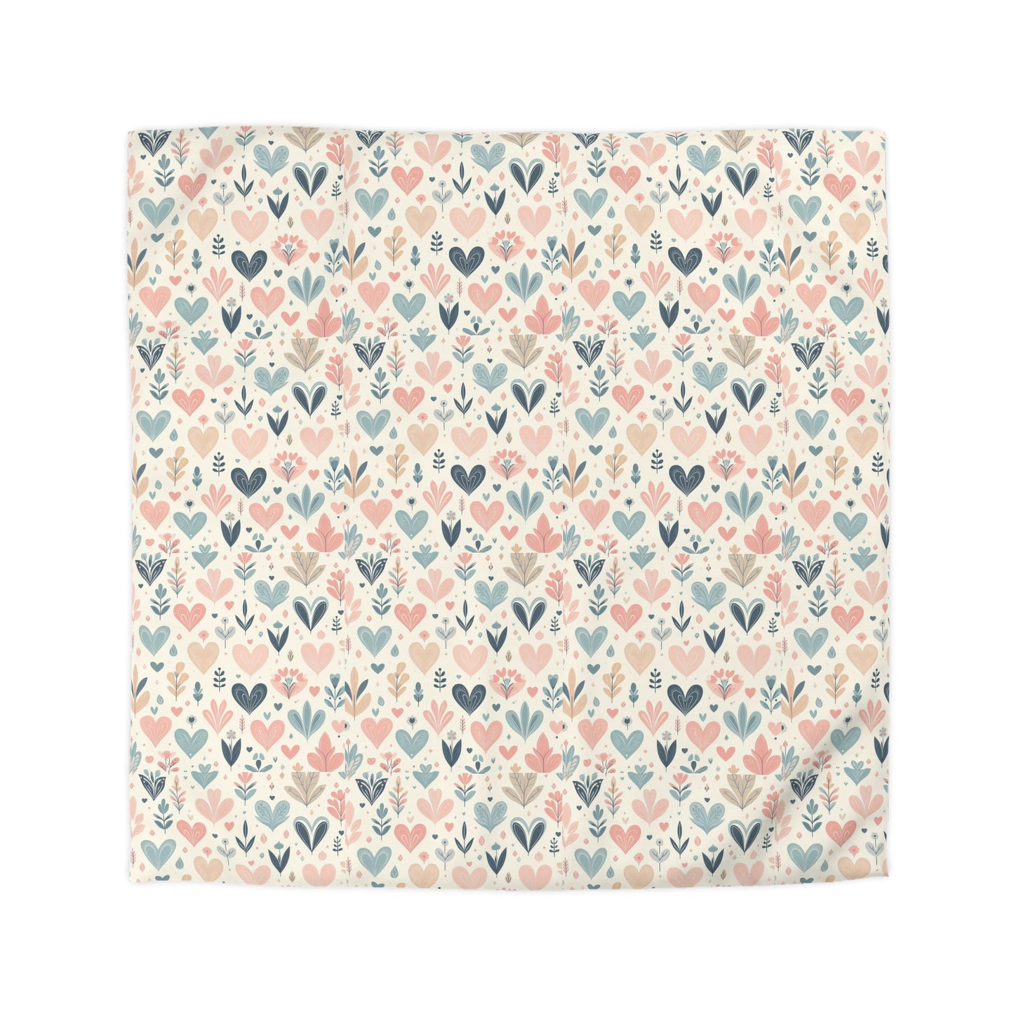 Heart Pattern Duvet Cover, White Pink and Blue Duvet, Cute Heart Bedding, Cozy Heart Design, Bedroom Decor, Twin Full Queen King Sizes