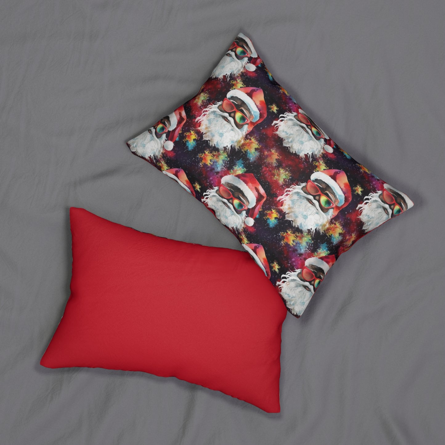 Black Santa Lumbar Pillow, Cool Cute Christmas Couch Holiday Pillow Cover