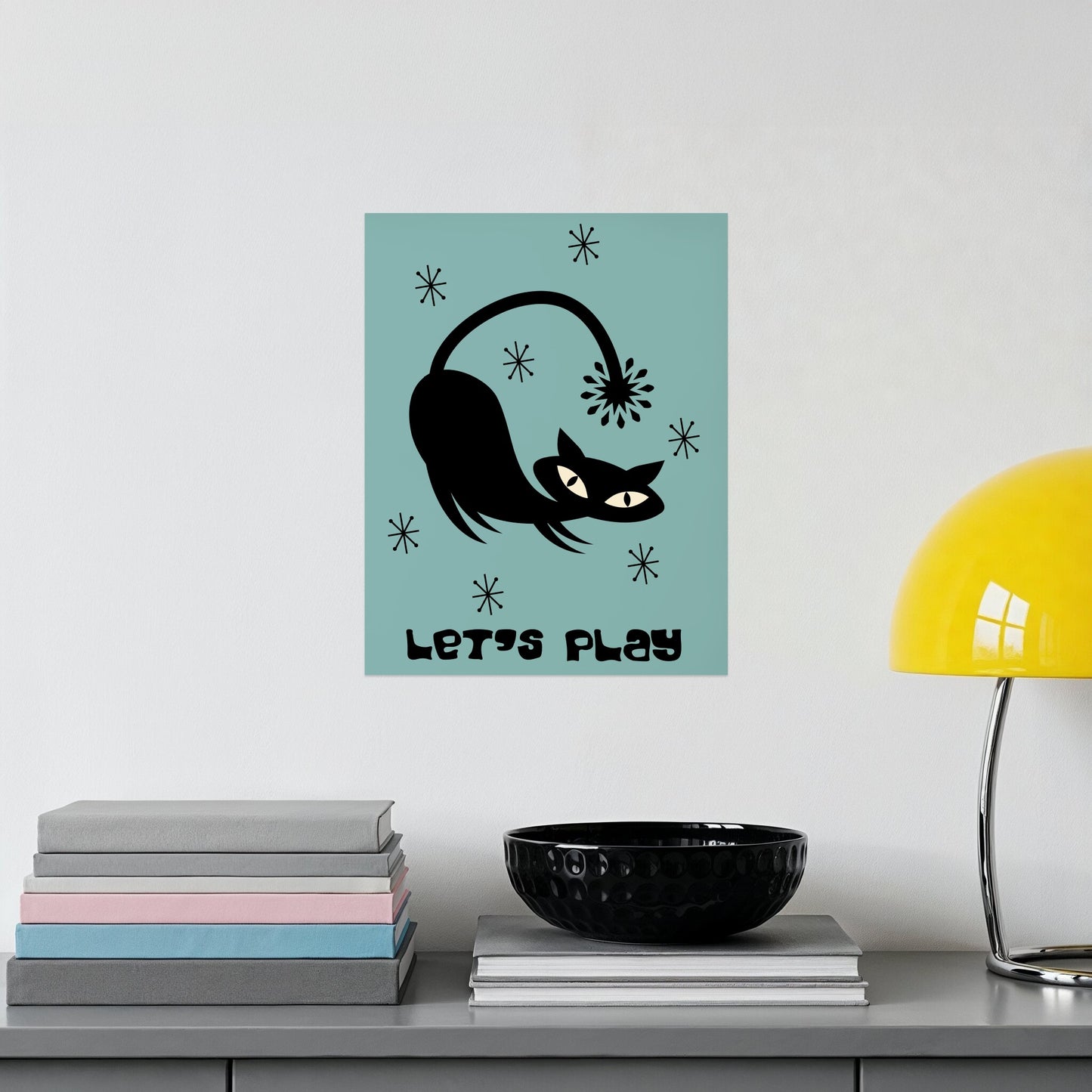 Let's Play Cat Art Print with Star Accents home product