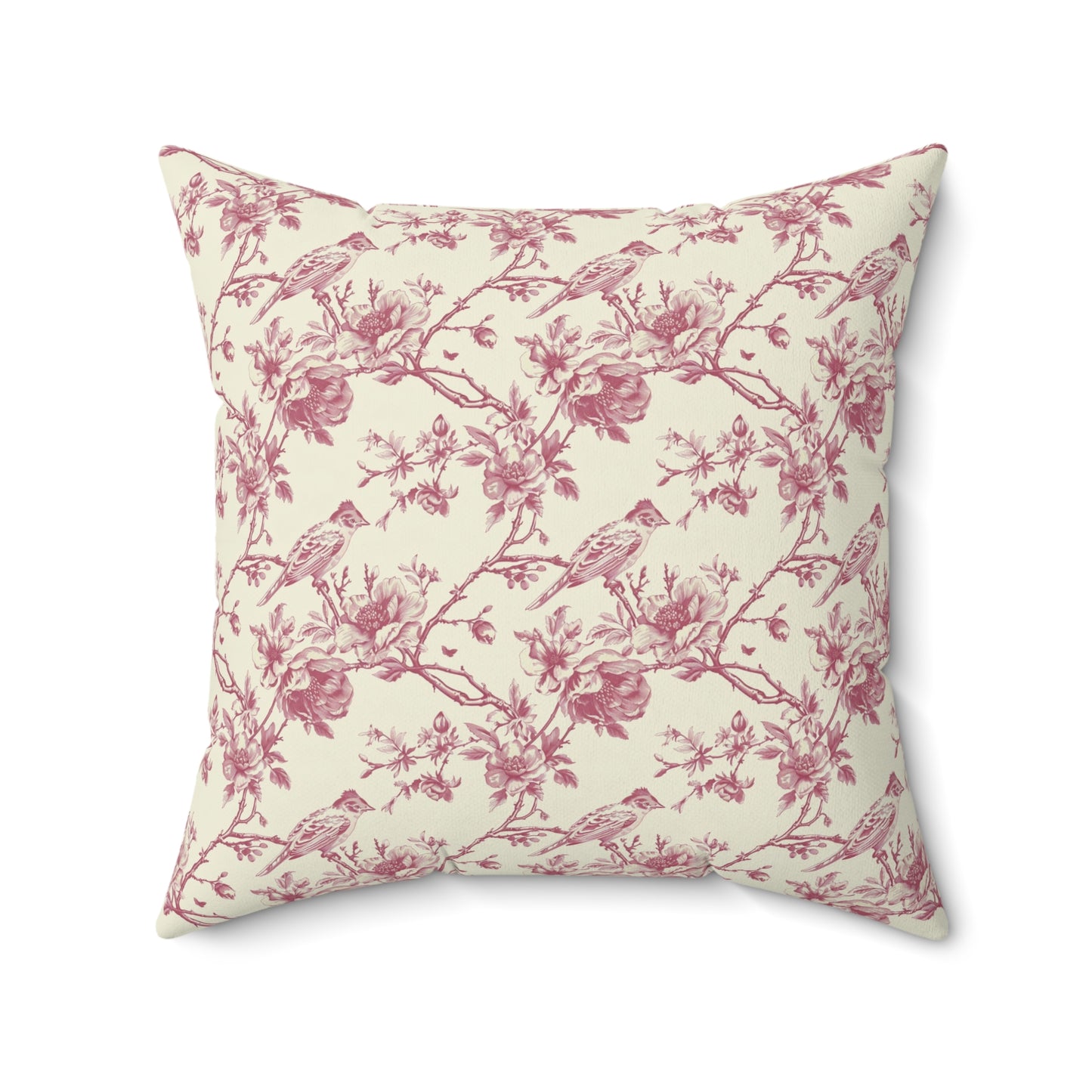 Pink Floral Toile Throw Pillow, Decorative Accent Pillow Floral Coquette Throw Pillow Cover