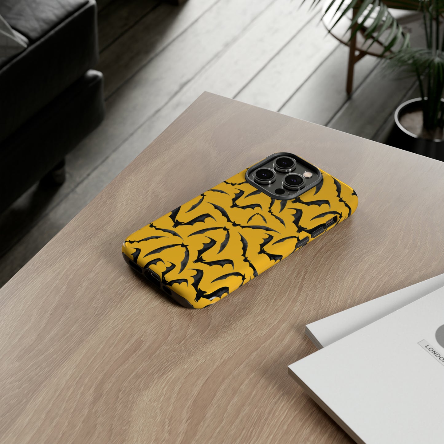 Bat Phone Case, iPhone 15 Case, Cute Glossy Halloween Goth Phone Case