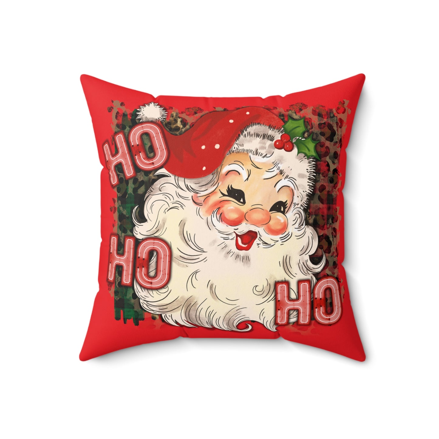 Retro Santa Pillow, Santa Pillow Cover, Cute Christmas Throw Pillow Cover, 18x18 Holiday Square Pillow