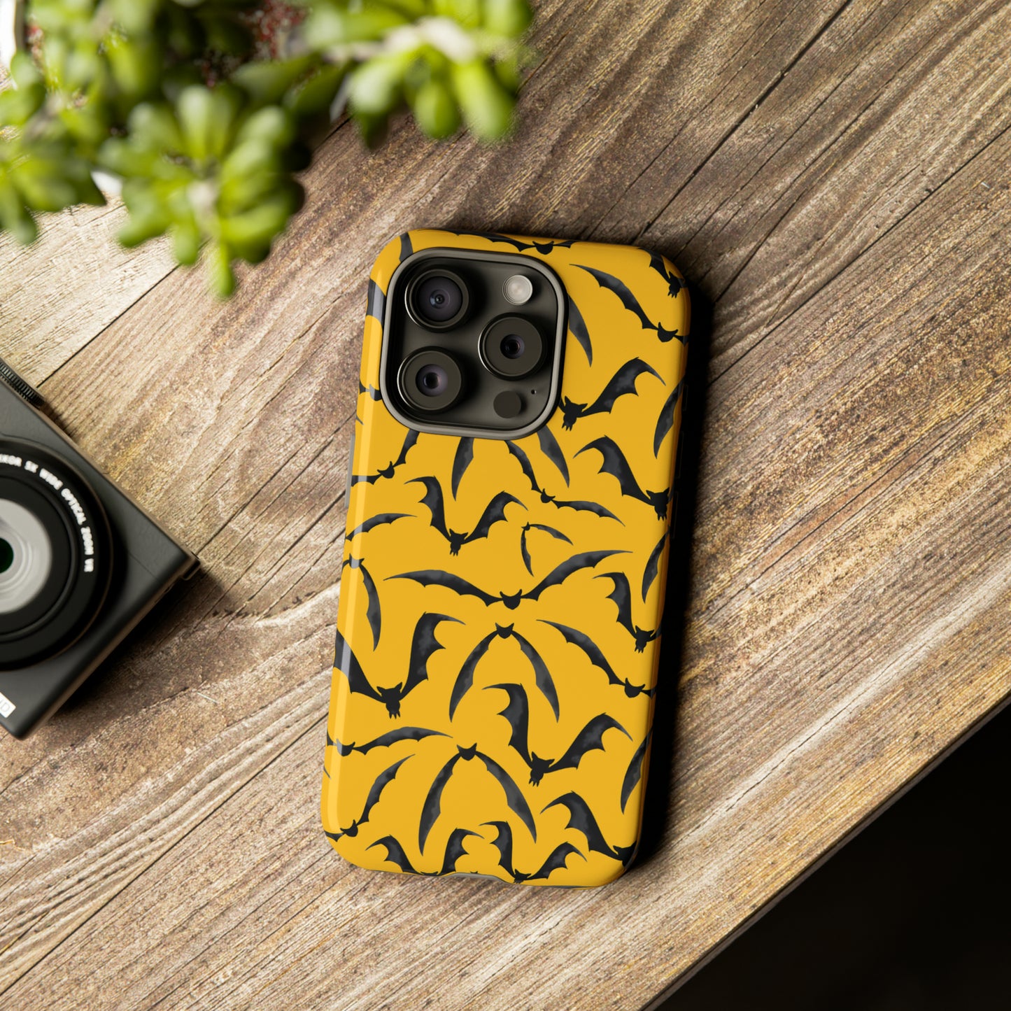 Bat Phone Case, iPhone 15 Case, Cute Glossy Halloween Goth Phone Case