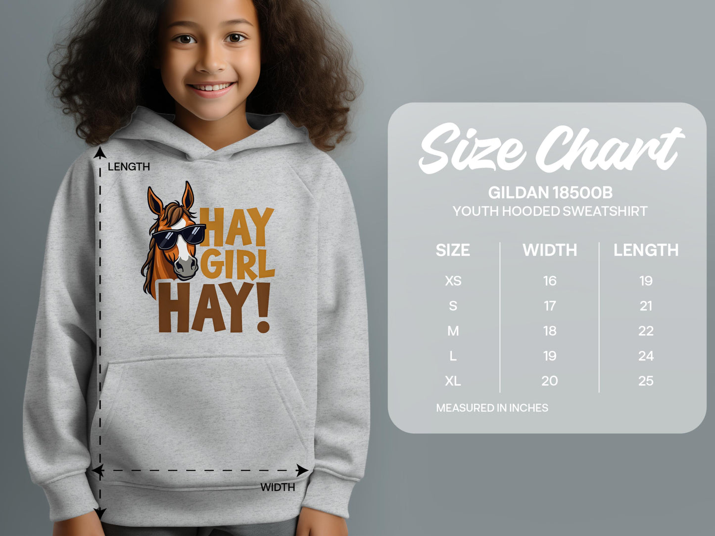 Hay Girl Hay Youth Hooded Sweatshirt product type