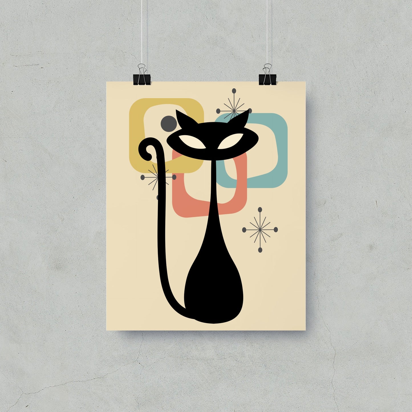 Mid Century Modern Cat Retro Wall Art Poster product type