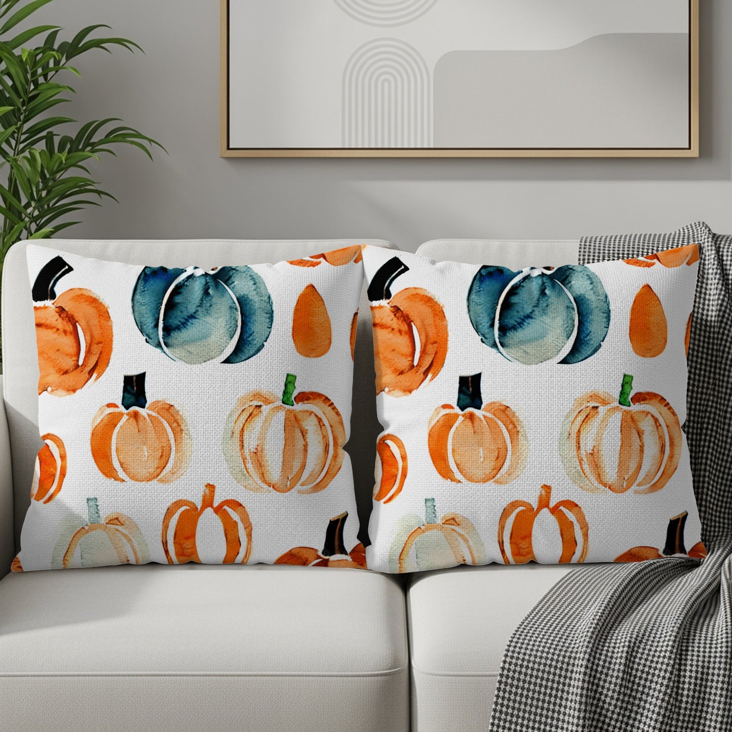 Festive Pumpkin Watercolor Square Throw Pillow product