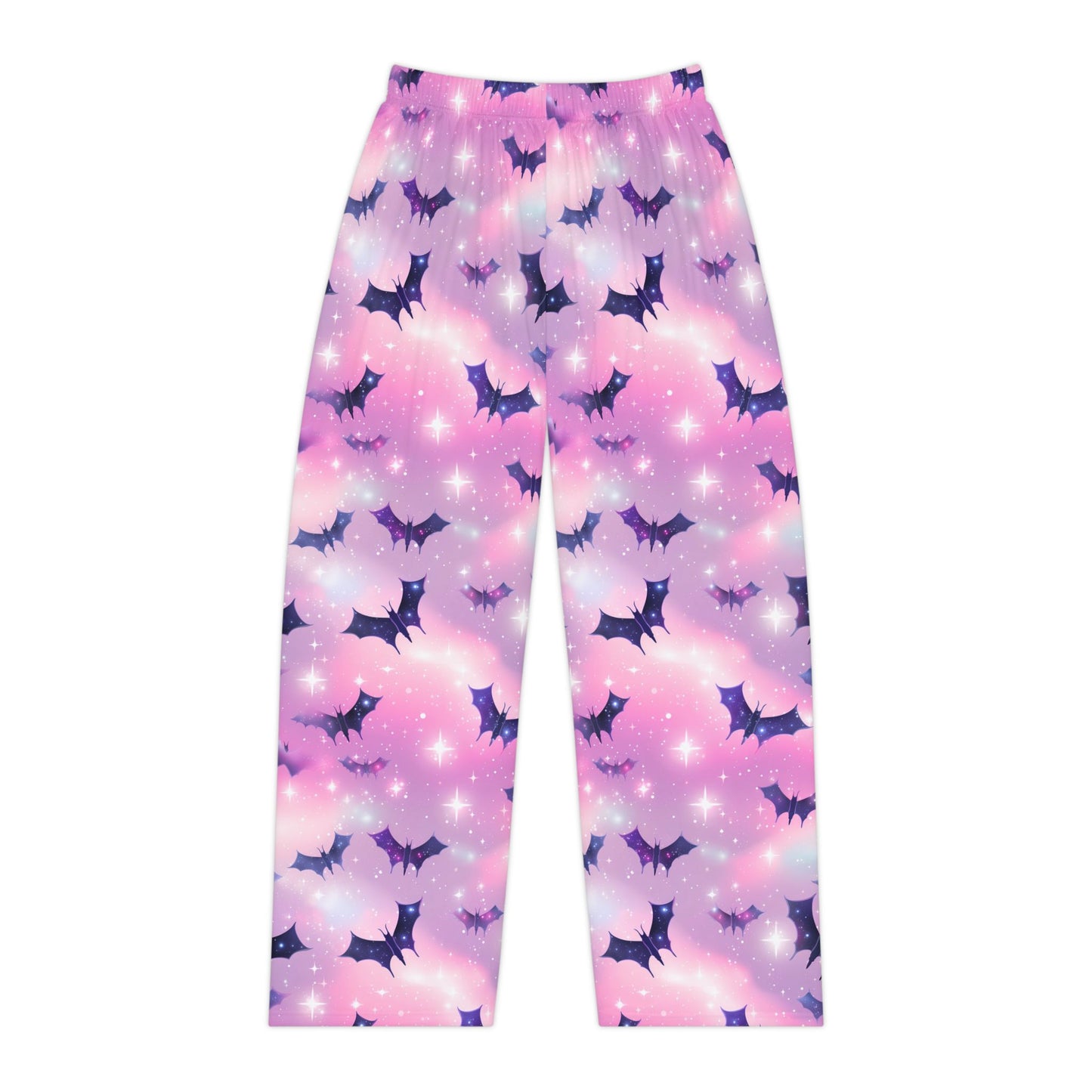 Pink Halloween Bats Pajama Pants, Spooky Lounge Wear,