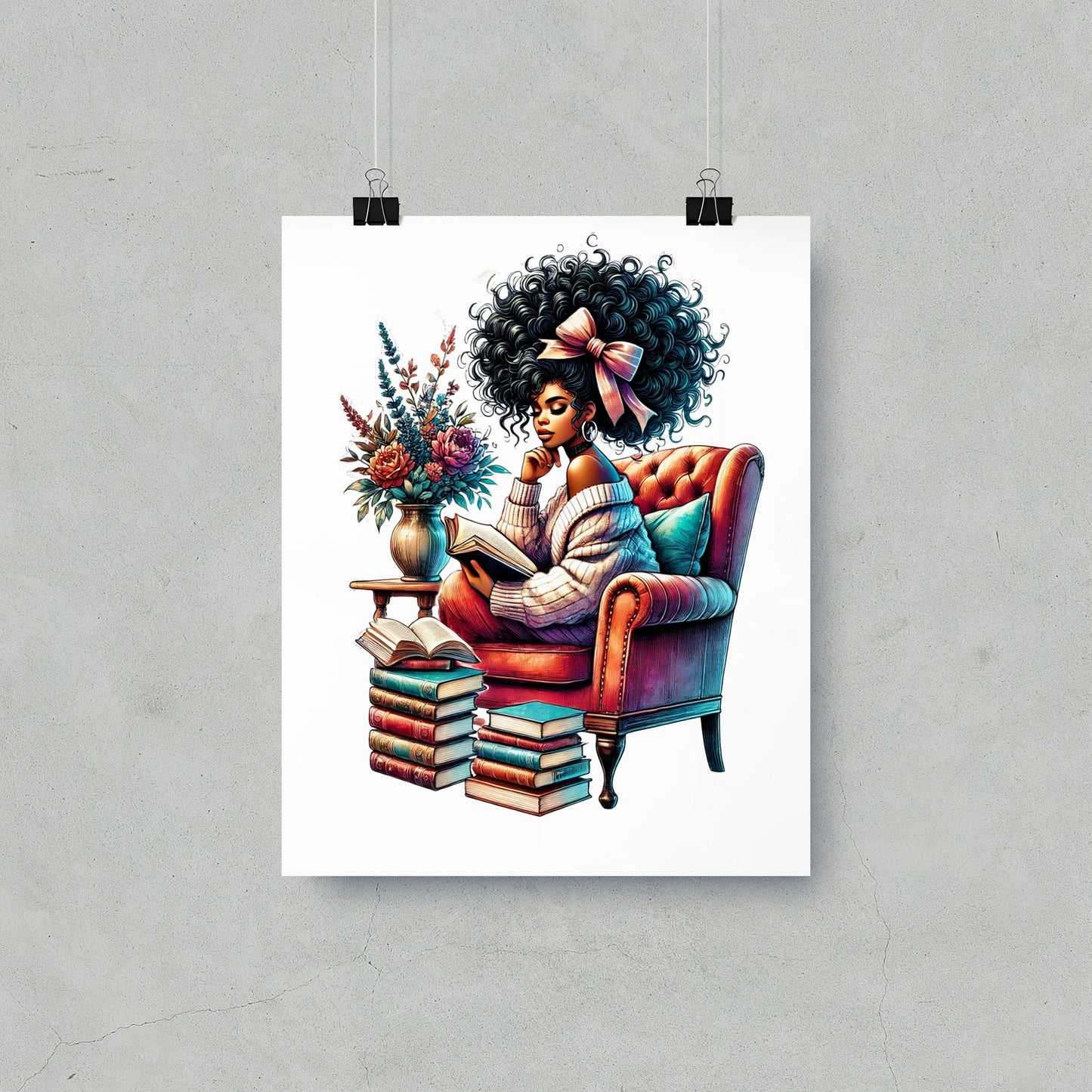 Cozy Reading Corner with Books Wall Art product