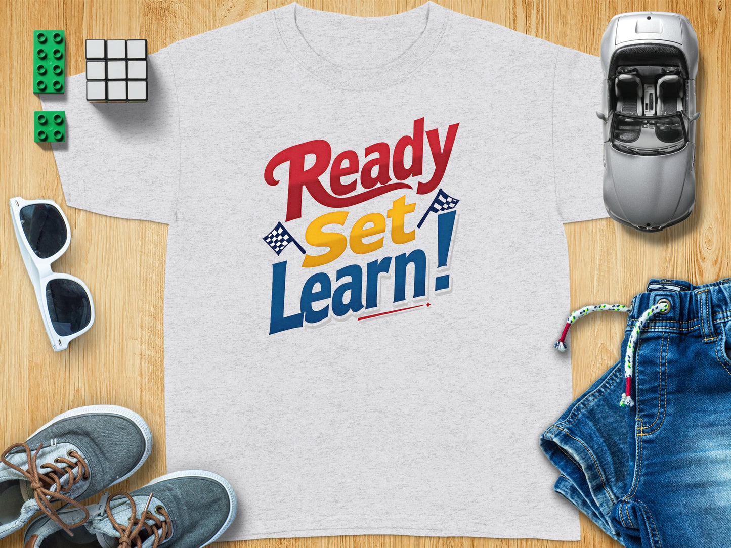 Ready Set Learn Racing Themed Grey T-Shirt product