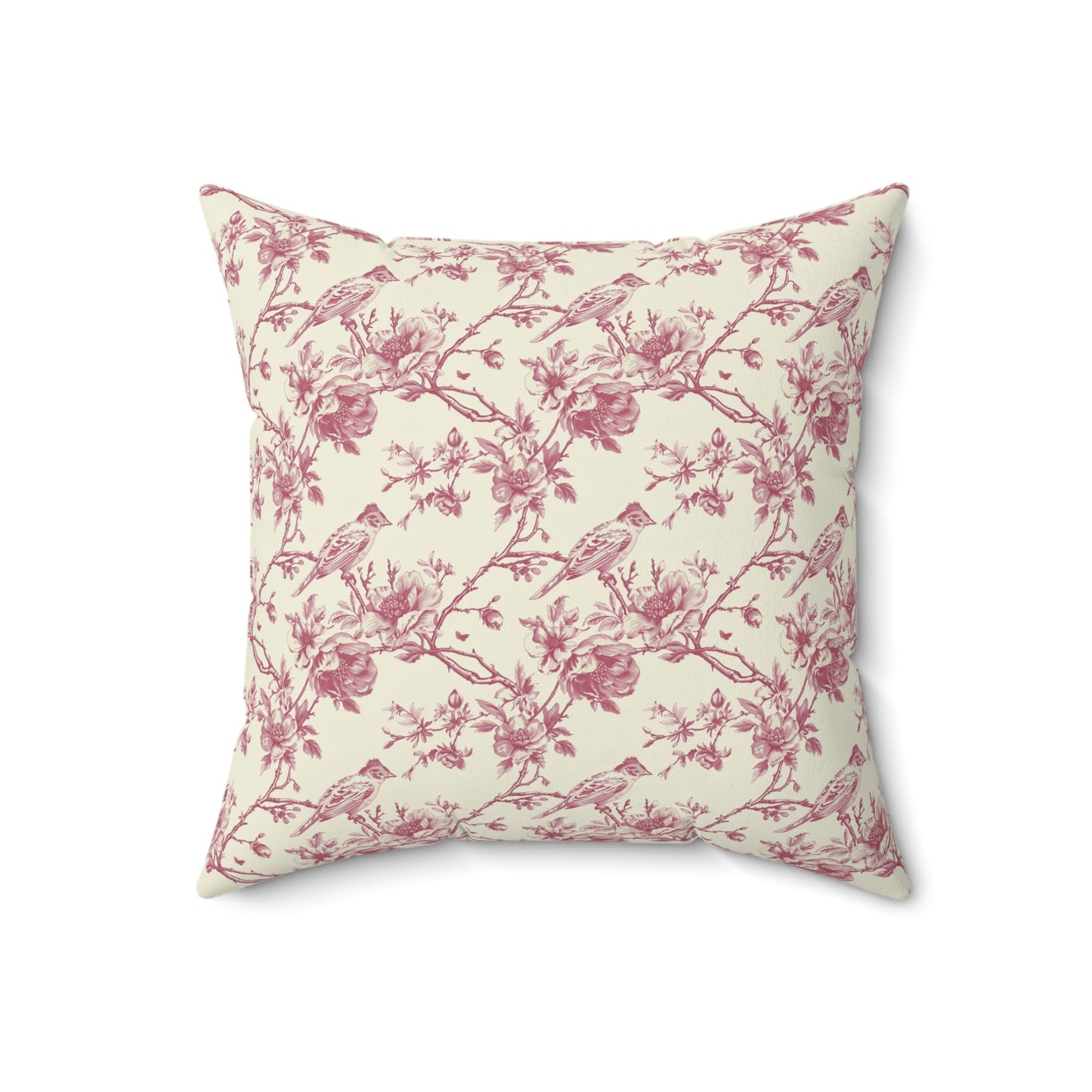 Pink Floral Toile Throw Pillow, Decorative Accent Pillow Floral Coquette Throw Pillow Cover