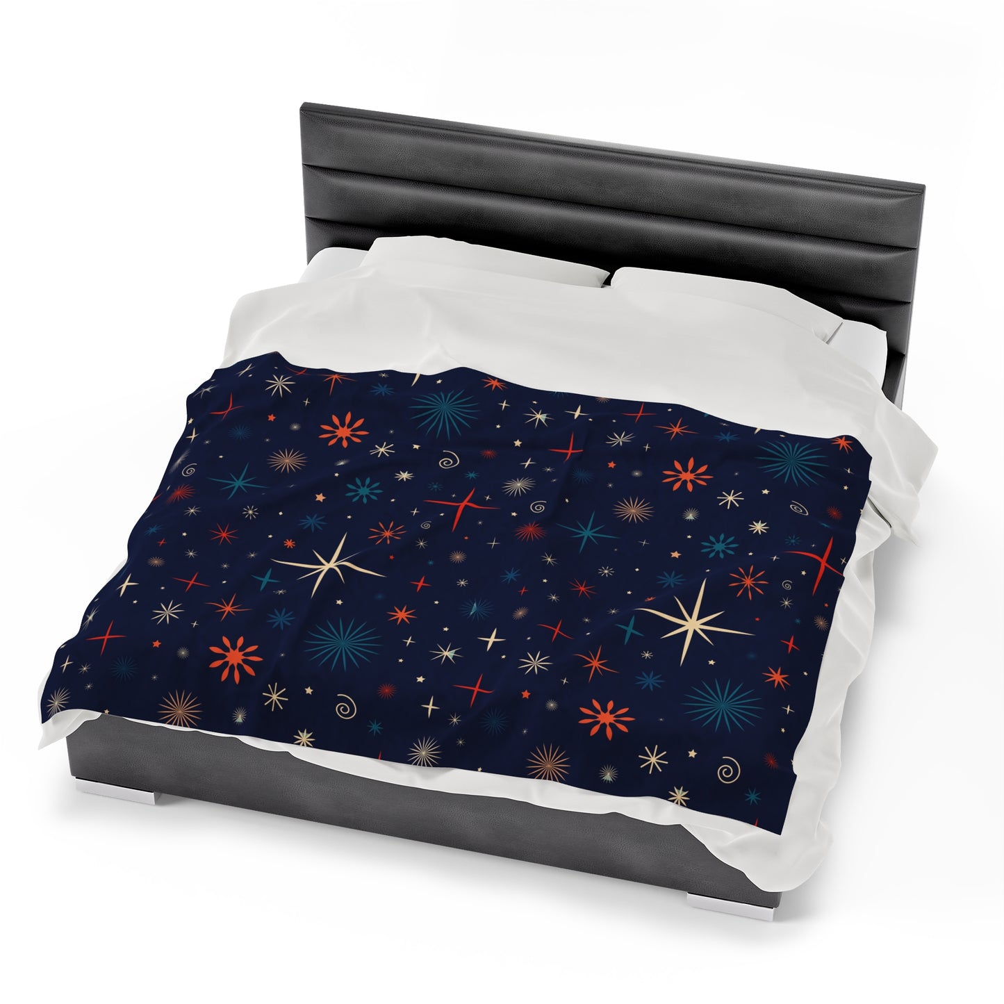 Velveteen Blanket - Retro Christmas Plush Bedroom Decor-Blue Bedding