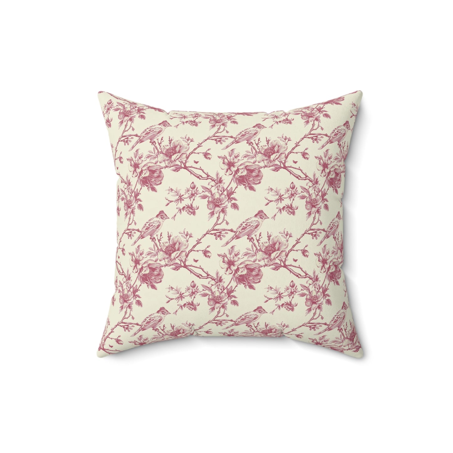 Pink Floral Toile Throw Pillow, Decorative Accent Pillow Floral Coquette Throw Pillow Cover