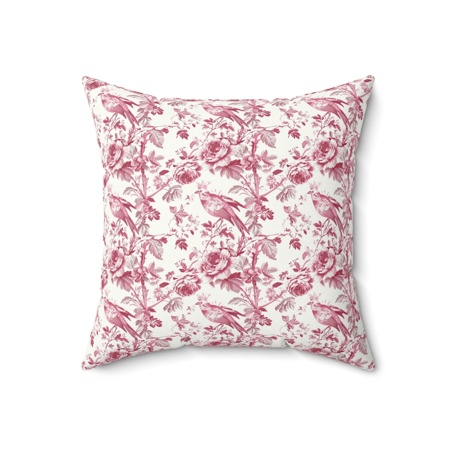 Pink Toile Pillow, Square Throw Cushion, Home Decor Accent, Decorative Pillow Cover