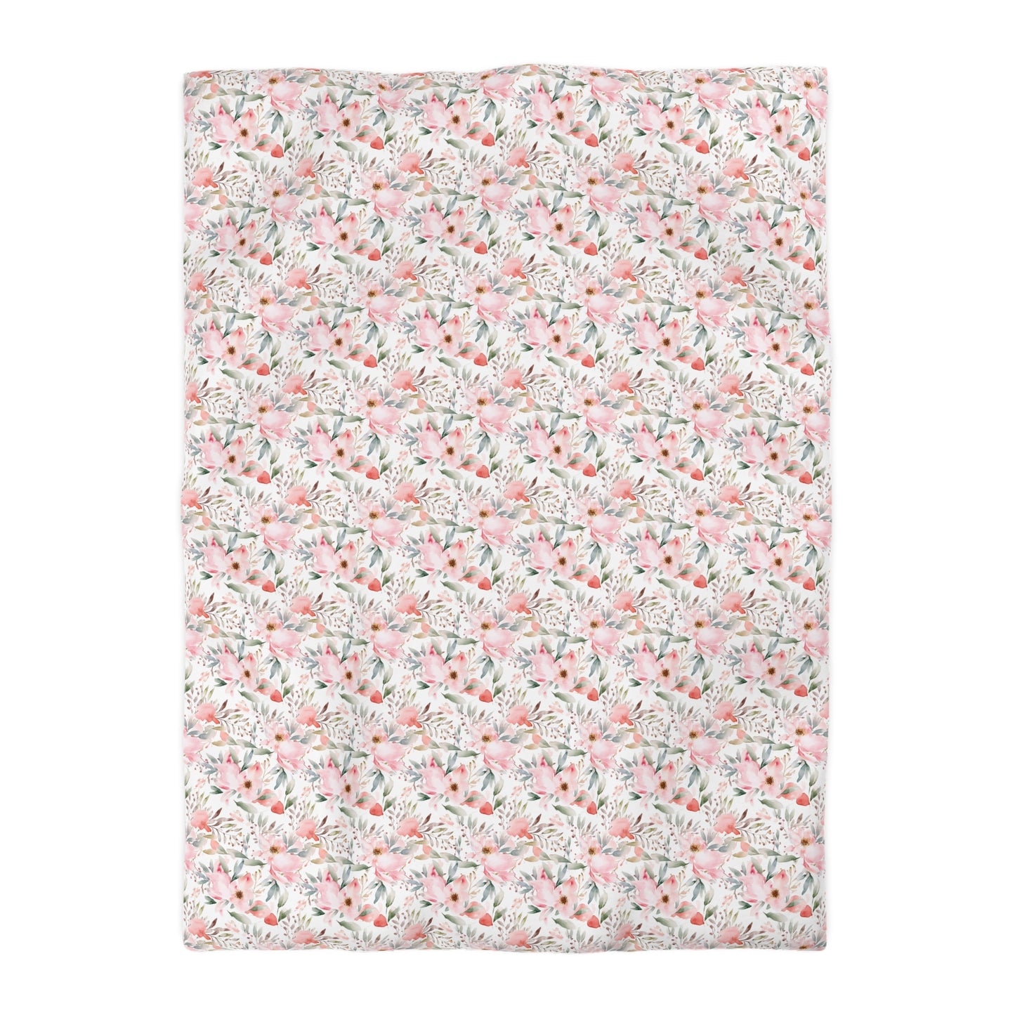 Pink Floral Microfiber Duvet Cover - Soft Bedding Set, Feminine Bedroom Decor, Floral Print Comforter Cover, Girls Room Decor, Lightweight