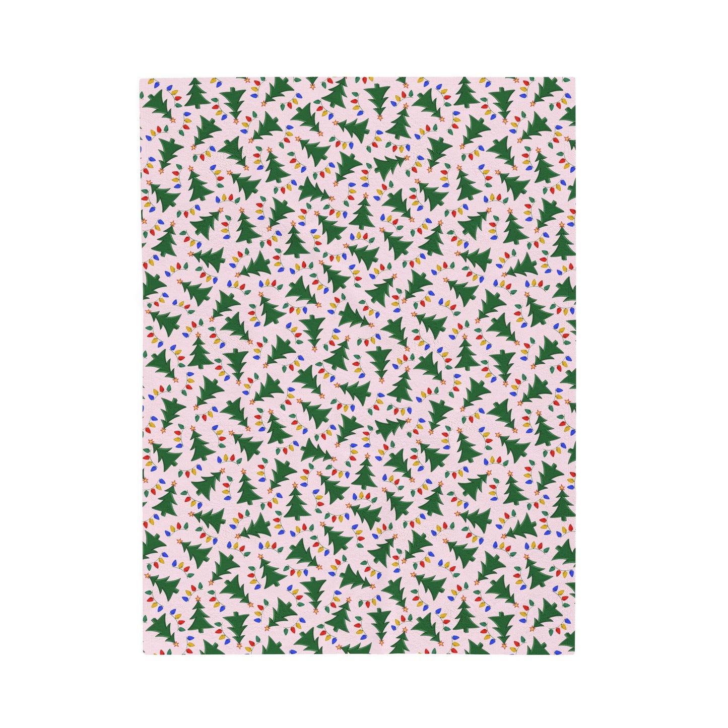 Pink Christmas Tree Velveteen Plush Blanket, Coquette Blanket