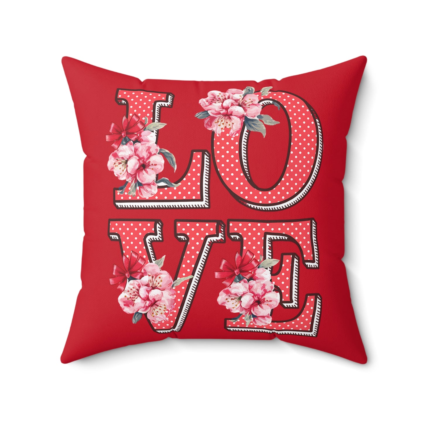Love Throw Pillow Floral Red Valentine Throw Pillow Cover Decorative Couch Pillows