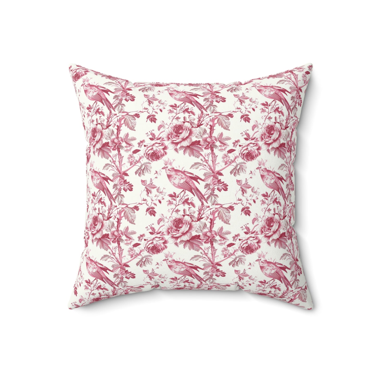 Pink Toile Pillow, Square Throw Cushion, Home Decor Accent, Decorative Pillow Cover