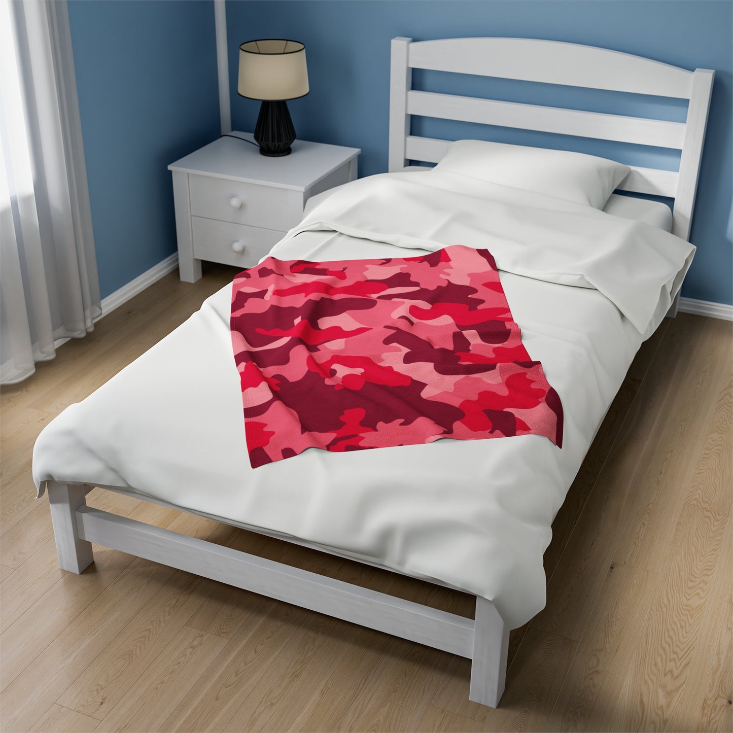 Red Camouflage Velveteen Plush Blanket, Cozy Warm Throw Blanket